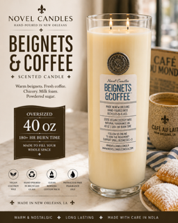 Beignets & Coffee Scented Candle – Official Cafe Du Monde Candle Scent | Handmade in New Orleans Foodie Gift | NOLA Vacation Souvenir