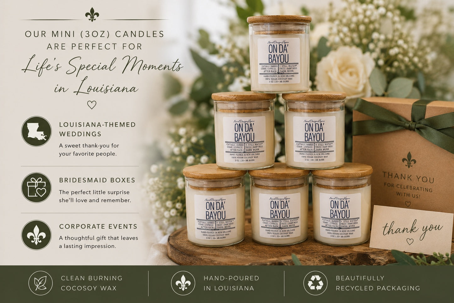 ON DA BAYOU Candle | Louisiana Bayou Scented Candle | Bamboo, Cypress & Dark Musk | New Orleans Candle Gift | Fresh Earthy Home Fragrance