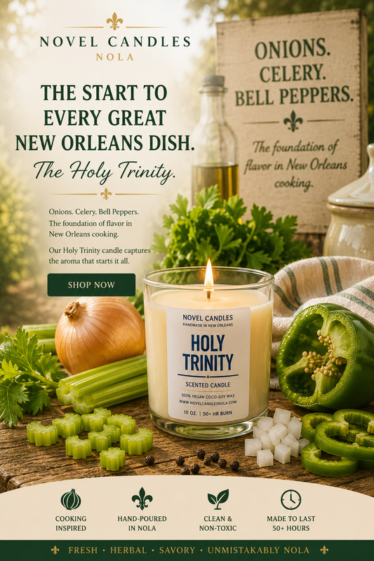 Holy Trinity Candle β Onion, Celery & Bell Pepper | New Orleans Cajun Cooking Scented Candle