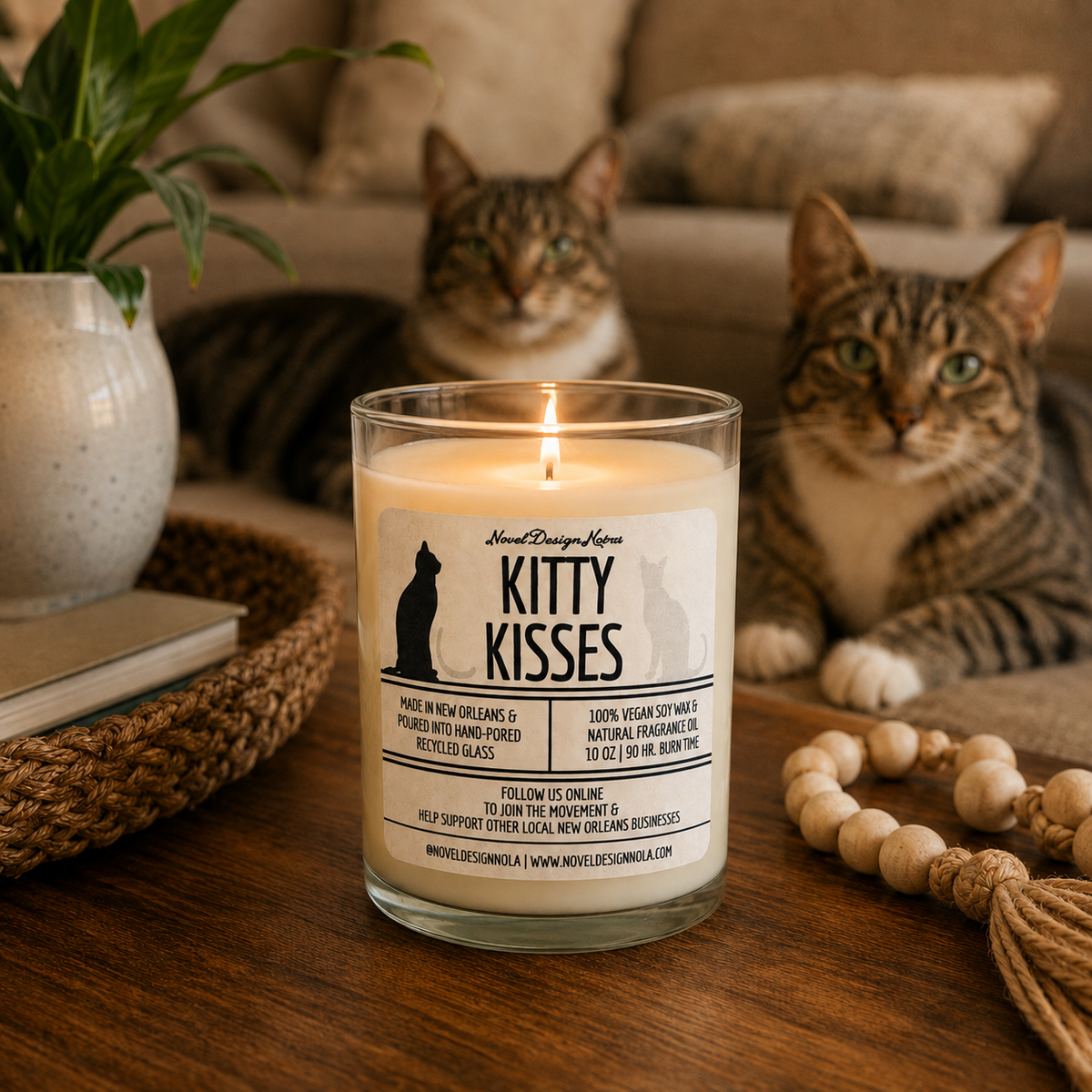 Pet Odor Eliminator Candle: Vanilla Lemon Scent, Upcycled Jar