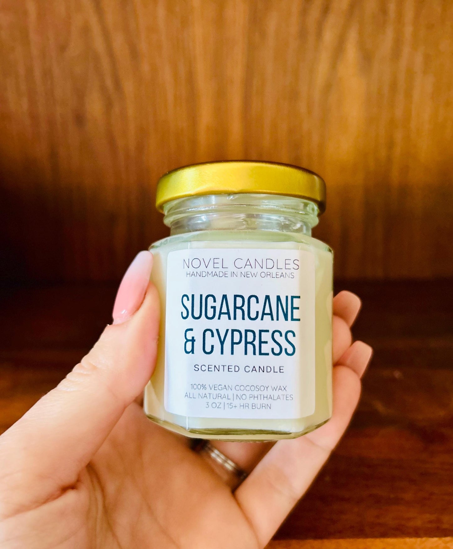 Sugarcane & Cypress Scented Candle — Louisiana Swamp & Bayou Inspired Candle, Handmade in New Orleans, NOLA Themed Gift in Reusable Jar