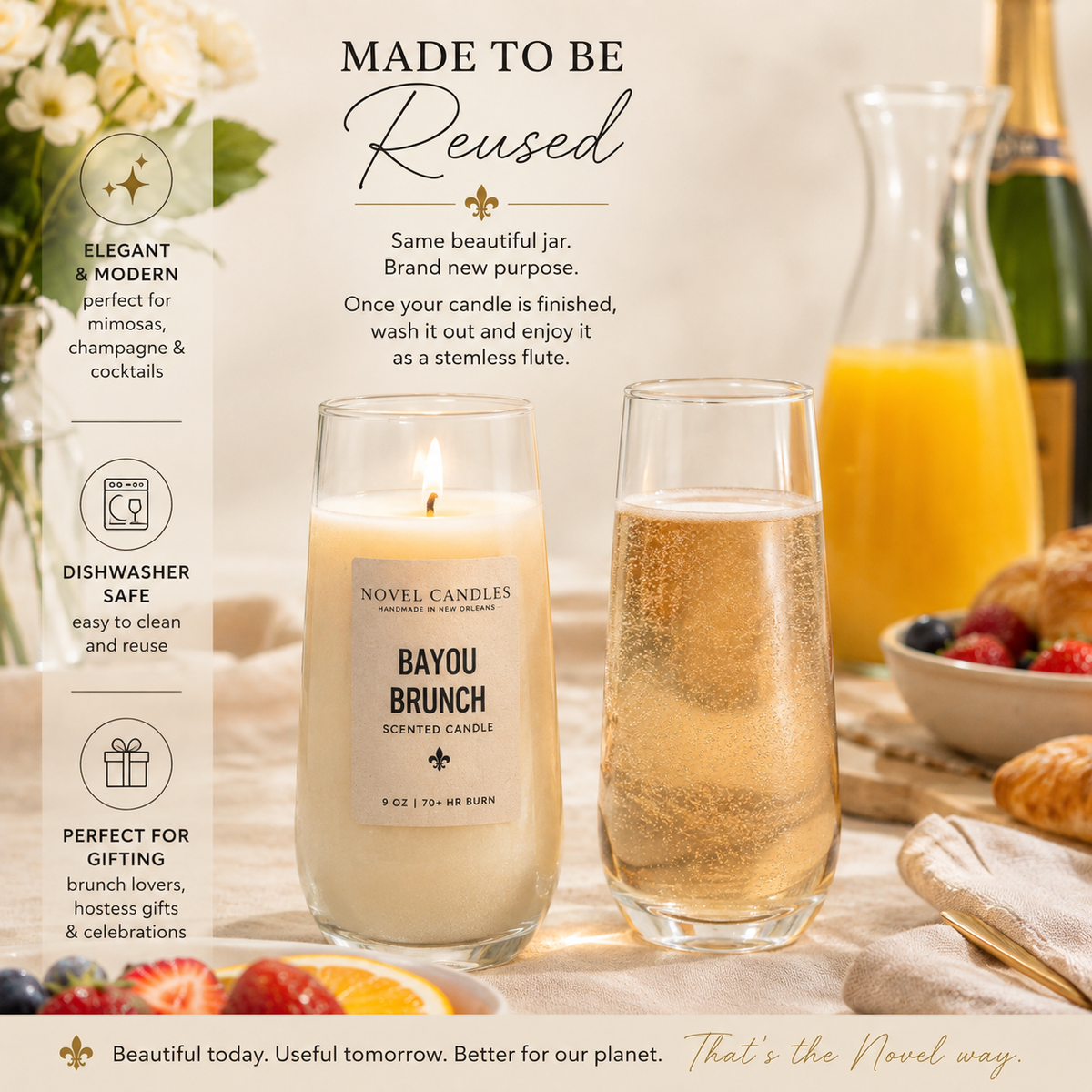 Bayou Brunch Candle | Mimosa & Citrus Scent | Brunch Lover Gift | Hostess Gift | Champagne Candle | Handmade in New Orleans