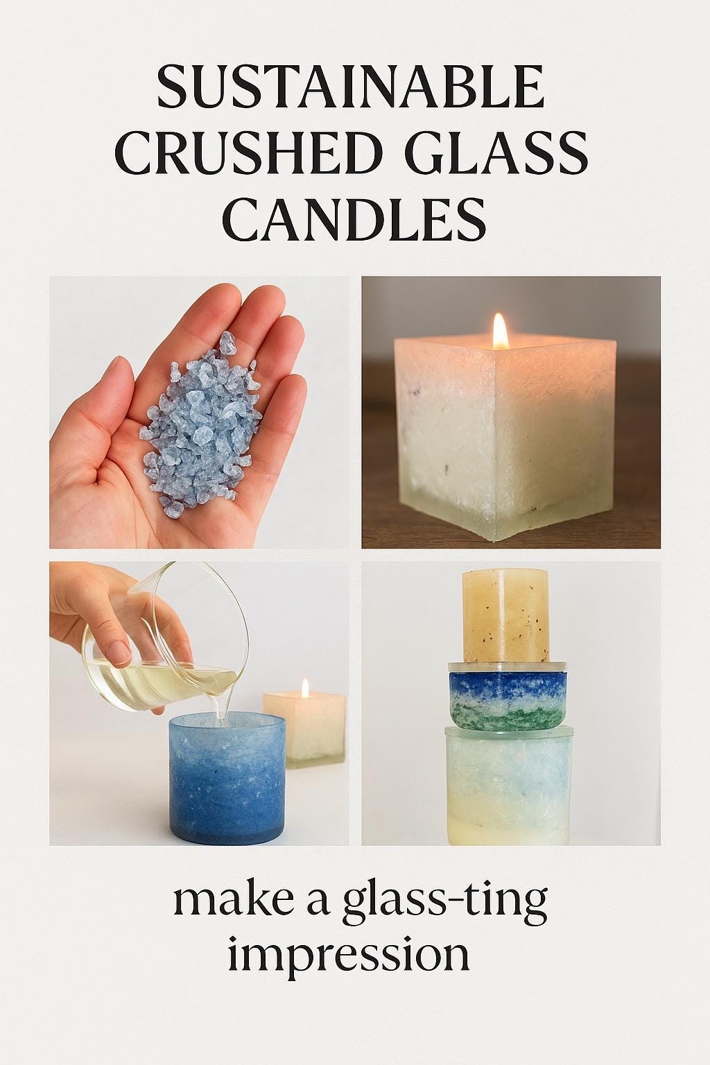 Blue Egret Candle: Citrus Sage Scent, Recycled Glass NOLA Gift
