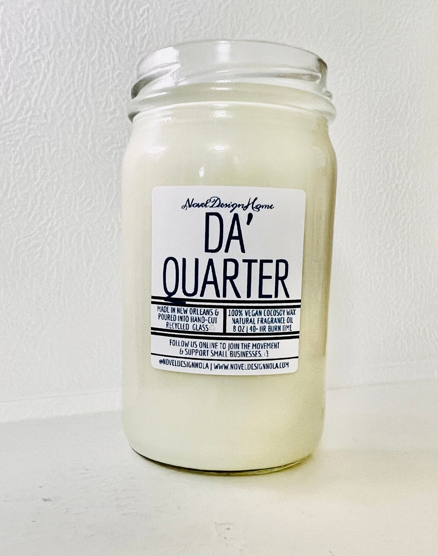 Da Quarter Scented Candle: Fruity Floral Musk, New Orleans Recycled Glass Jar