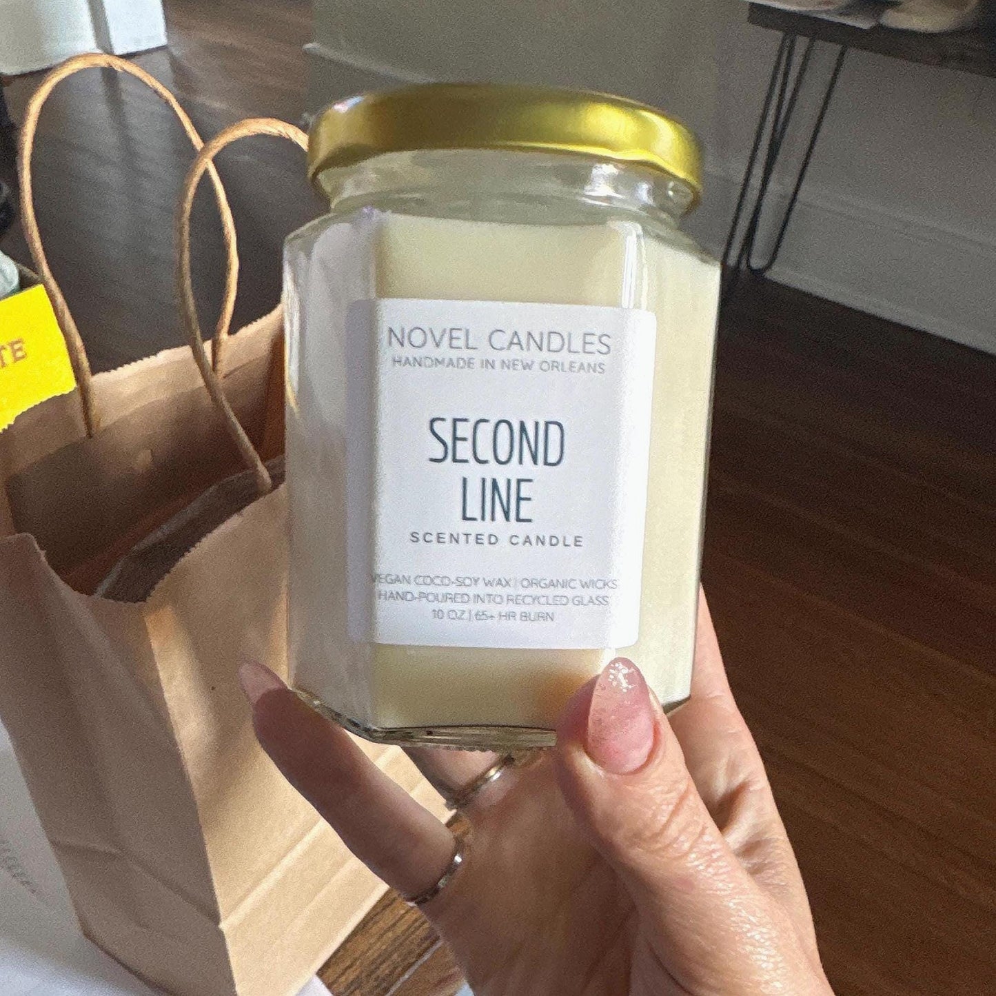 SECOND LINE — New Orleans Gift Candle | Citrus Jasmine Grapefruit Scented | NOLA Gift | Louisiana Wedding Favor | Mardi Gras Decor