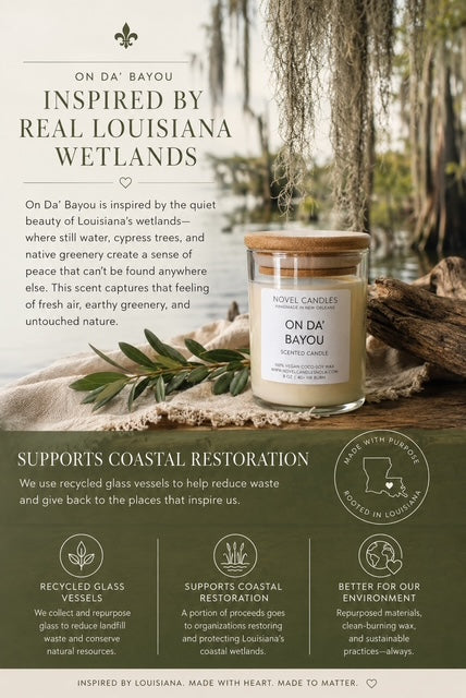 ON DA BAYOU Candle | Louisiana Bayou Scented Candle | Bamboo, Cypress & Dark Musk | New Orleans Candle Gift | Fresh Earthy Home Fragrance