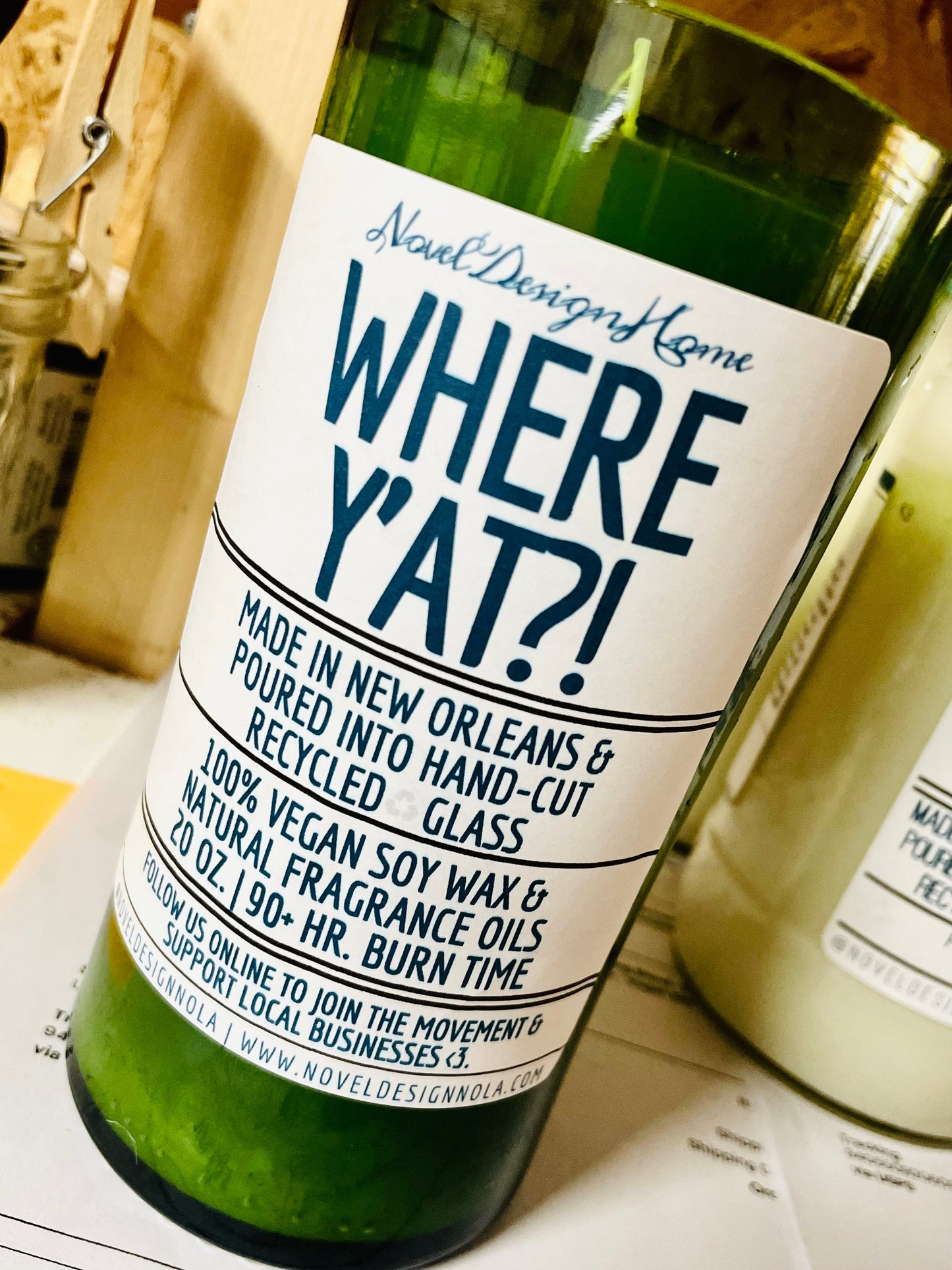 Where Y’at?! Cucumber Melon Ginger Candle: Vegan CocoSoy Wax, Recycled Glass