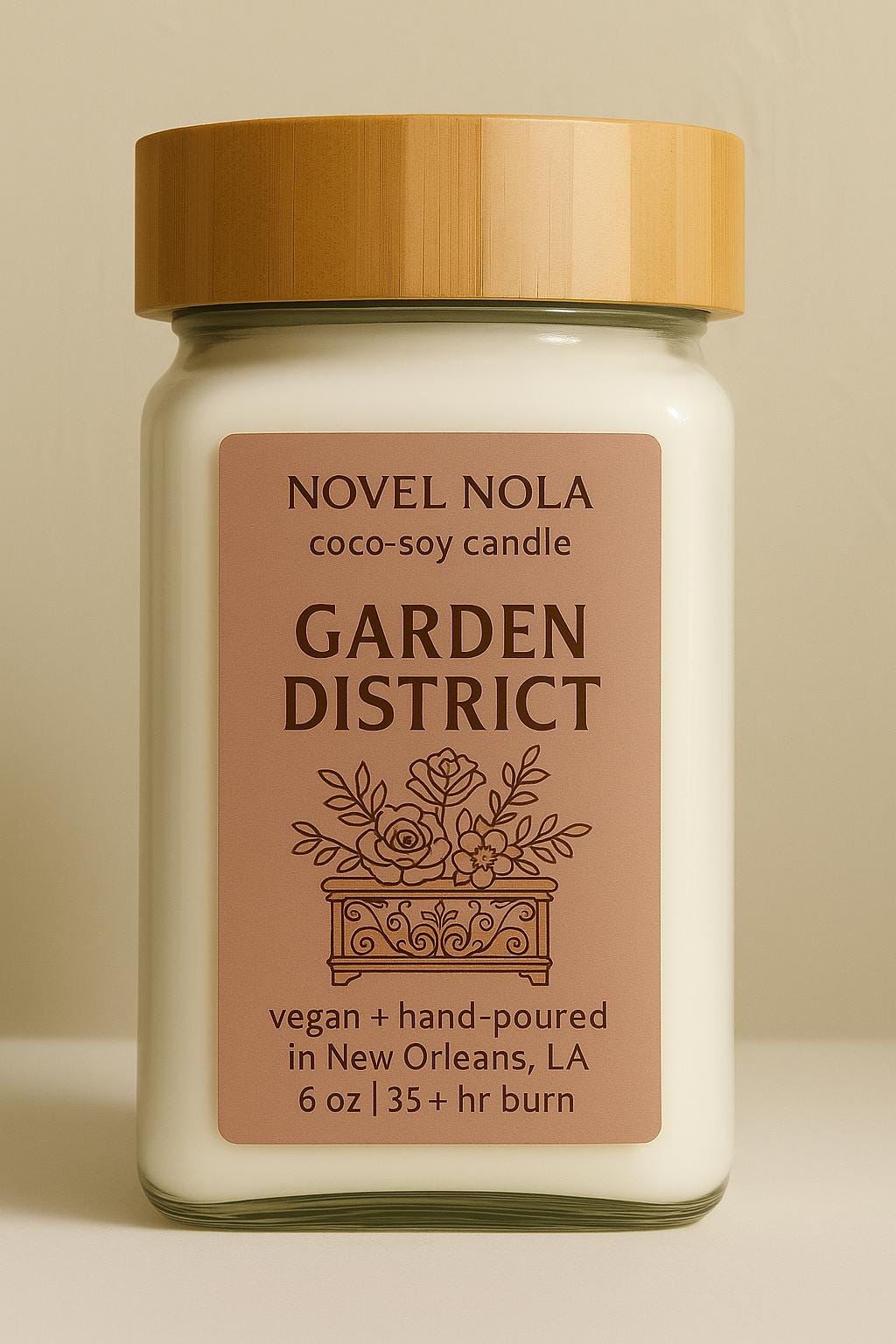 Garden District — Rose & Jasmine Scented Candle Eucalyptus, Vegan CocoSoy-Beeswax, New Orleans Home Decor