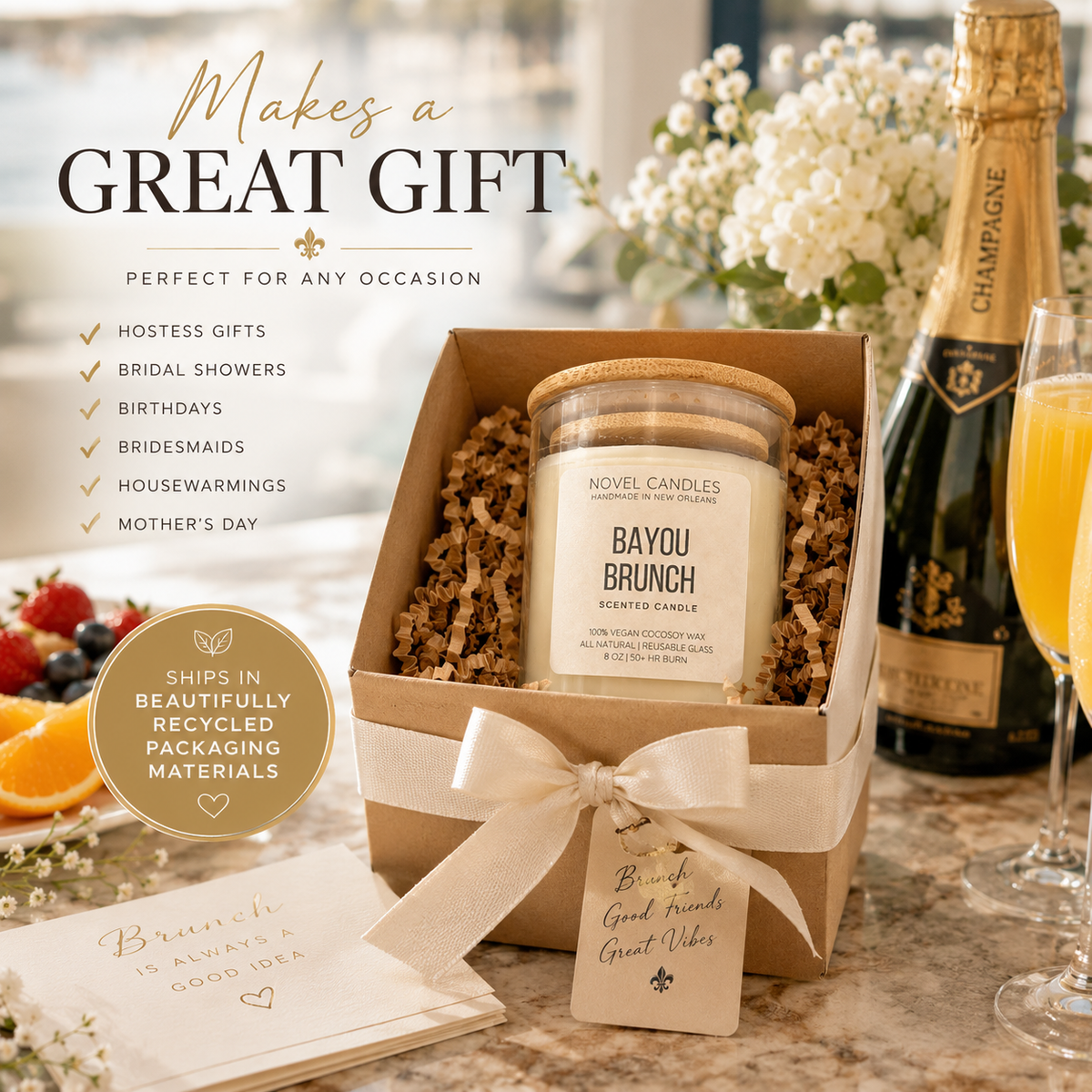 Bayou Brunch Candle | Mimosa & Citrus Scent | Brunch Lover Gift | Hostess Gift | Champagne Candle | Handmade in New Orleans