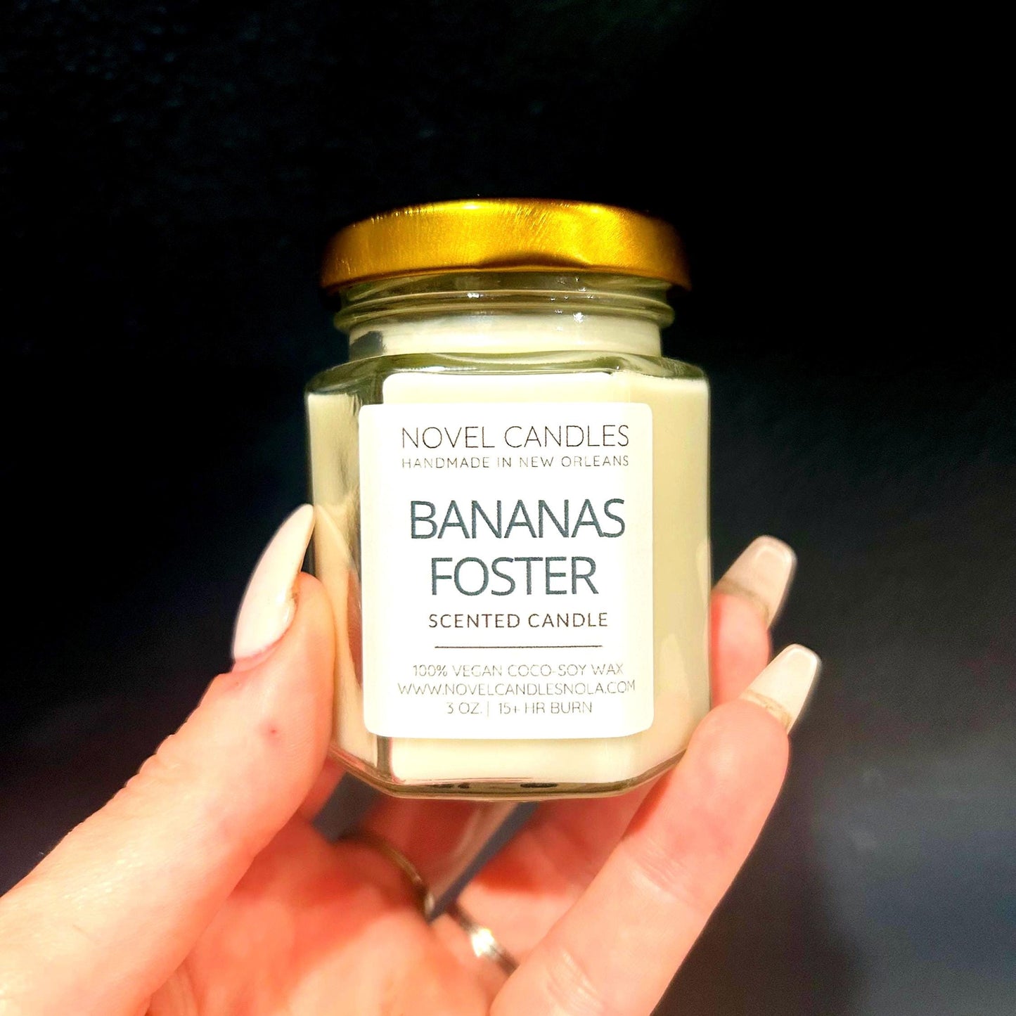 Bananas Foster Candle: New Orleans Dessert Scent, Vegan CocoSoy Wax