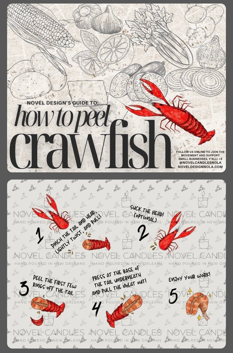 How to Peel Crawfish Postcard or Print — Hand-Drawn in New Orleans, Louisiana Art