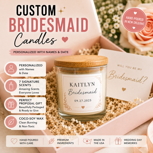 Personalized Bridesmaid Proposal Candle | Custom Maid of Honor Gift | Bridal Party Candle | Wedding Proposal Box Gift | Handmade in New Orleans