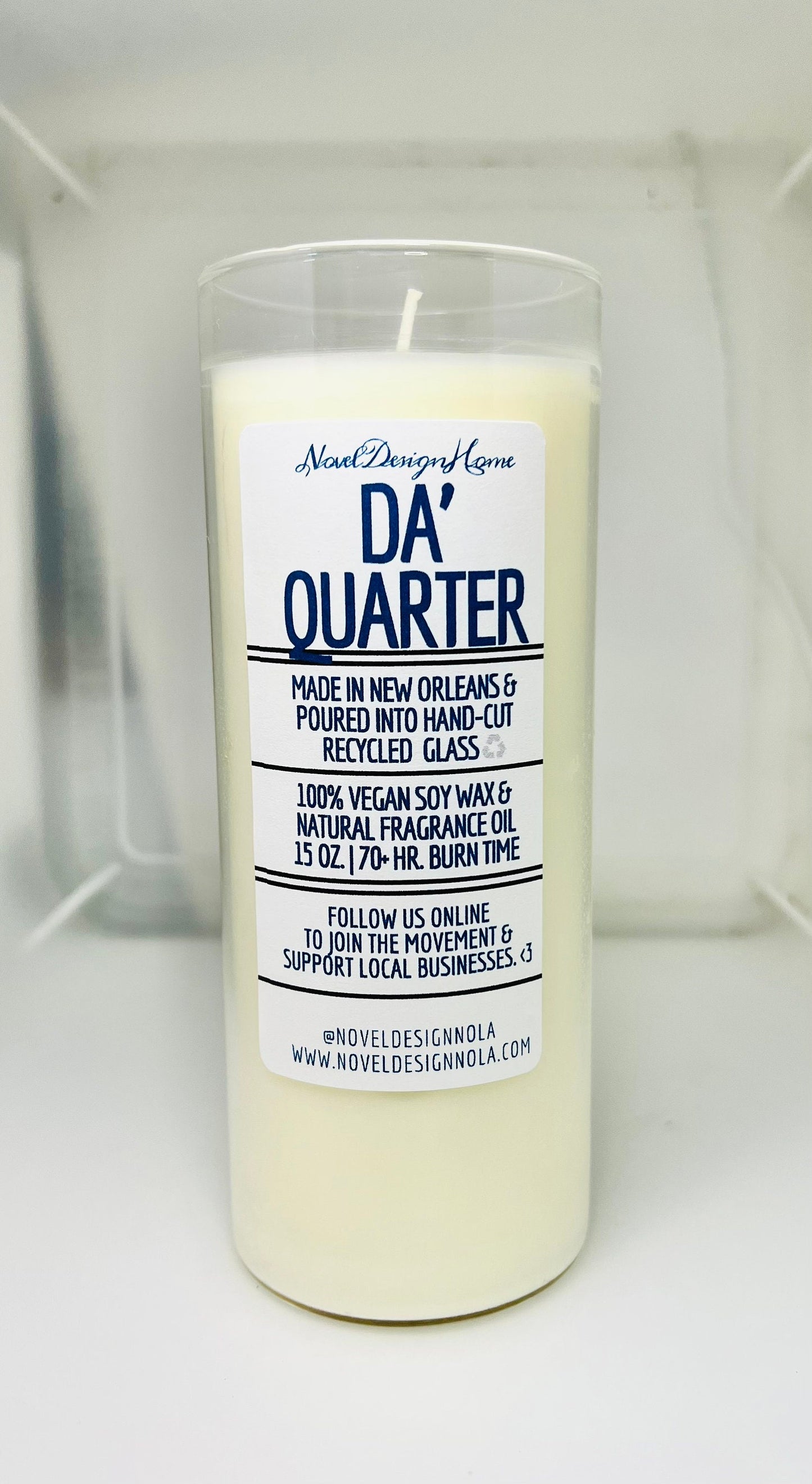 Da Quarter Scented Candle: Fruity Floral Musk, New Orleans Recycled Glass Jar