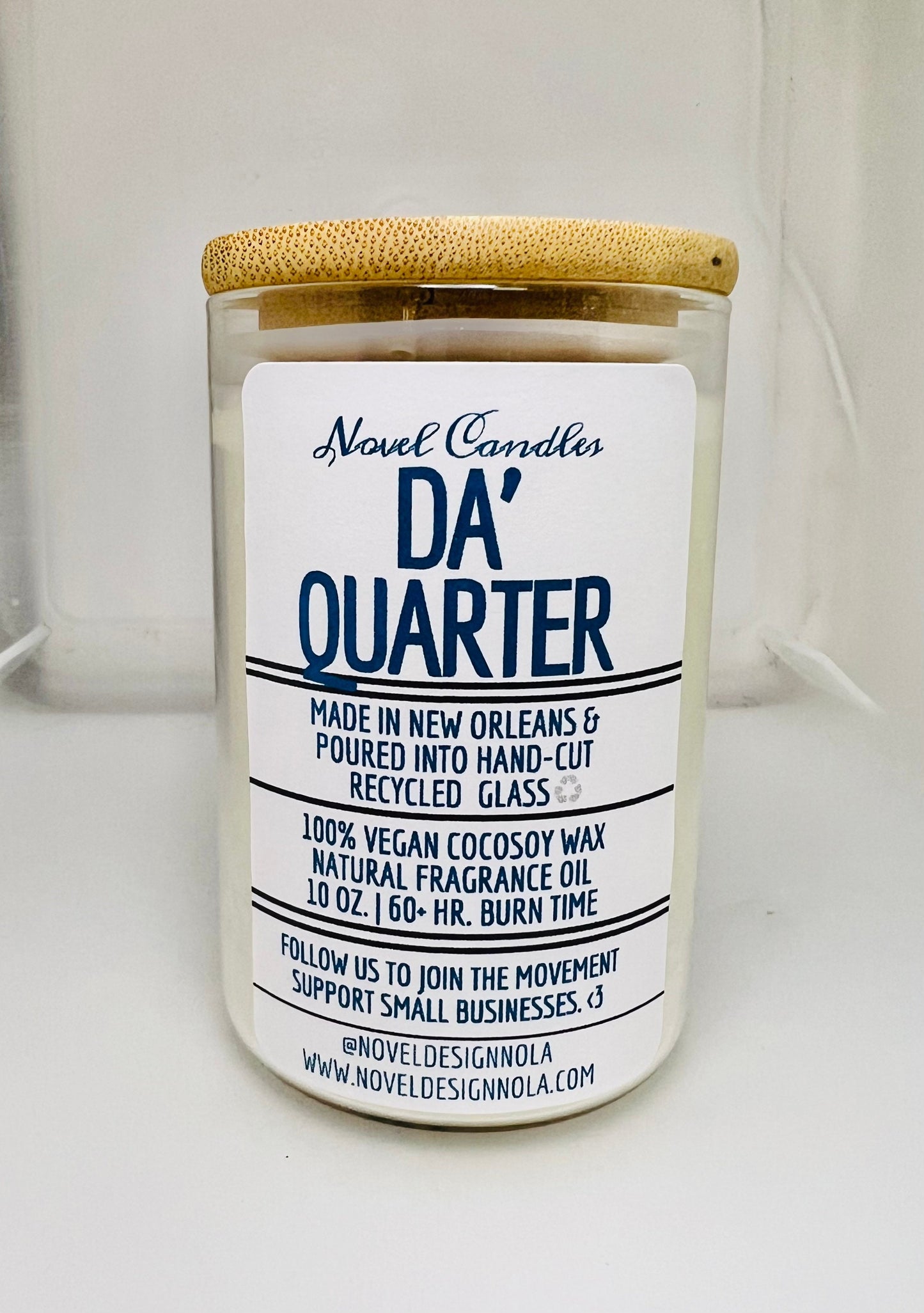 Da Quarter Scented Candle: Fruity Floral Musk, New Orleans Recycled Glass Jar