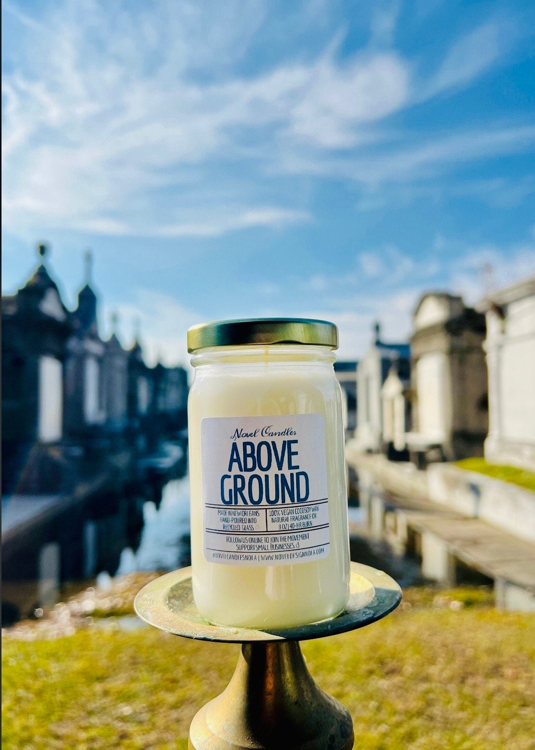 Above Ground Candle — Petrichor Candle: New Orleans Cemetery Inspired Scent, Earthy Wet Concrete