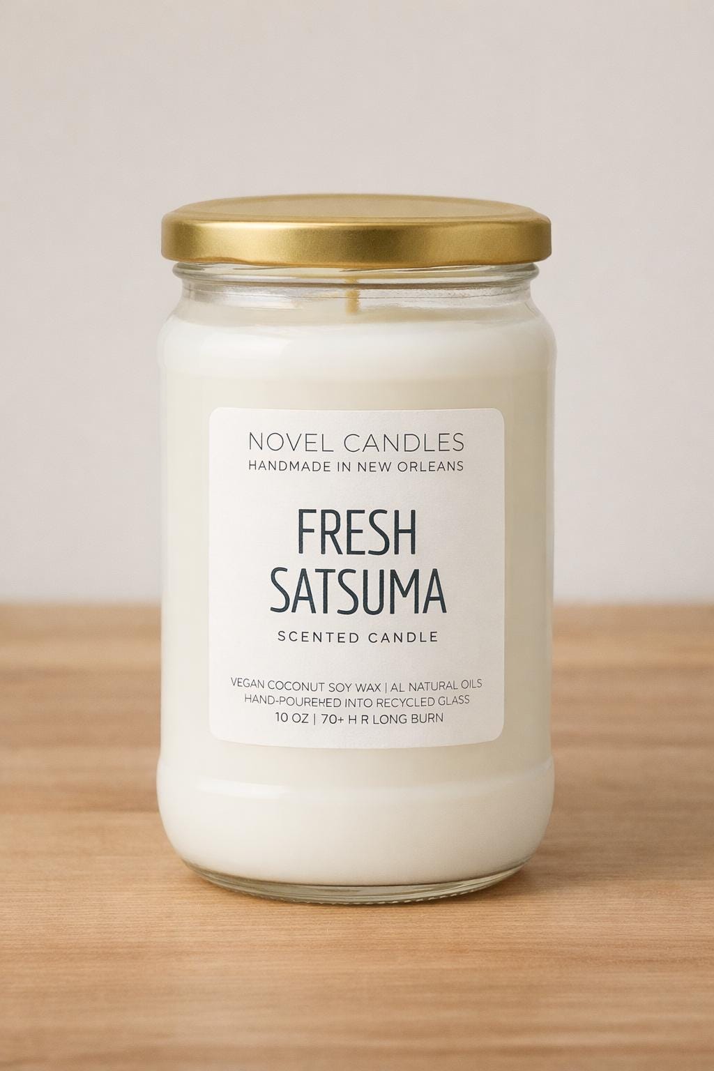 Fresh Satsuma Scented Candle: Sweet Orange, Bergamot & Basil, Vegan CocoSoy Wax