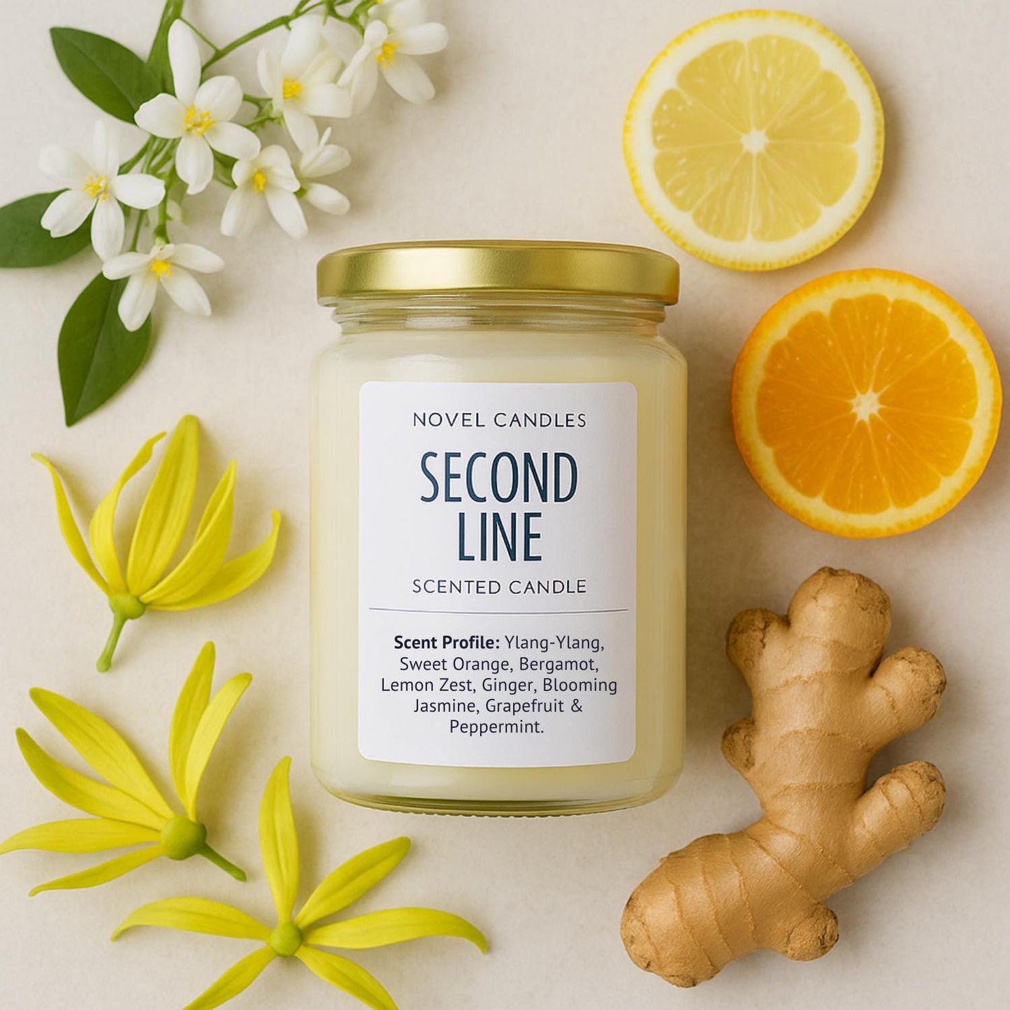 SECOND LINE — New Orleans Gift Candle | Citrus Jasmine Grapefruit Scented | NOLA Gift | Louisiana Wedding Favor | Mardi Gras Decor