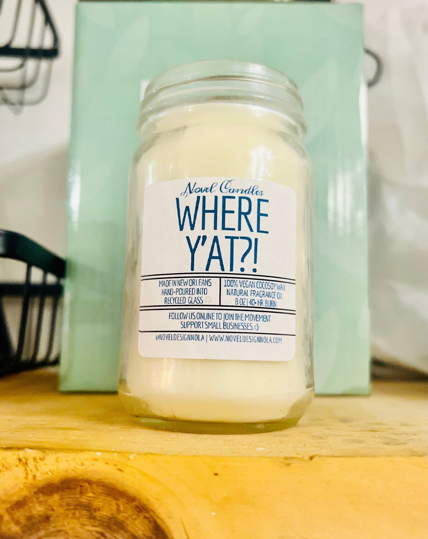 Where Y’at?! Cucumber Melon Ginger Candle: Vegan CocoSoy Wax, Recycled Glass