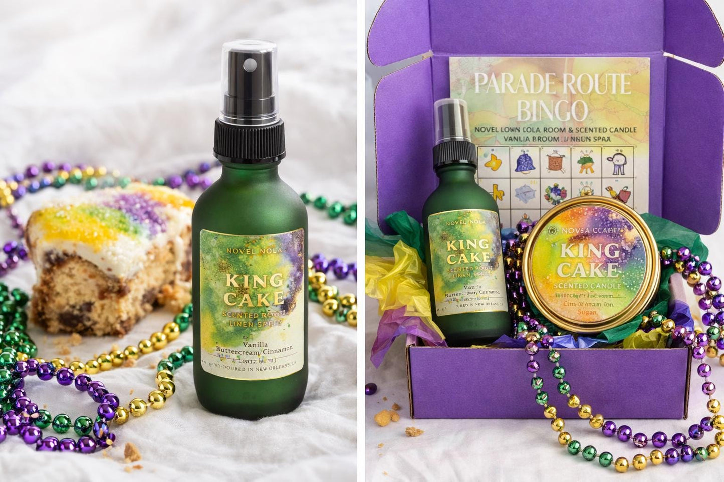 King Cake Scented Room & Car Spray — All Natural Fragrance, Mardi Gras Gift, New Orleans Themed Scent, Made in NOLA