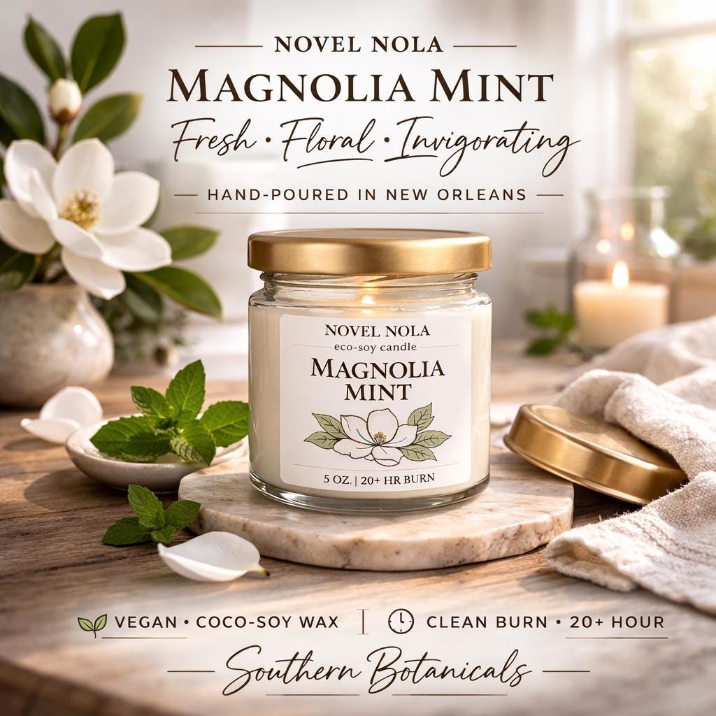 Magnolia Mint Scented Candle: Vegan CocoSoy Wax, Recycled Glass Jar