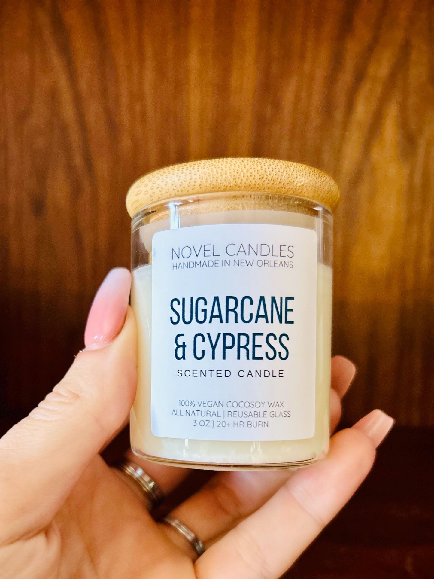 Sugarcane & Cypress Scented Candle — Louisiana Swamp & Bayou Inspired Candle, Handmade in New Orleans, NOLA Themed Gift in Reusable Jar
