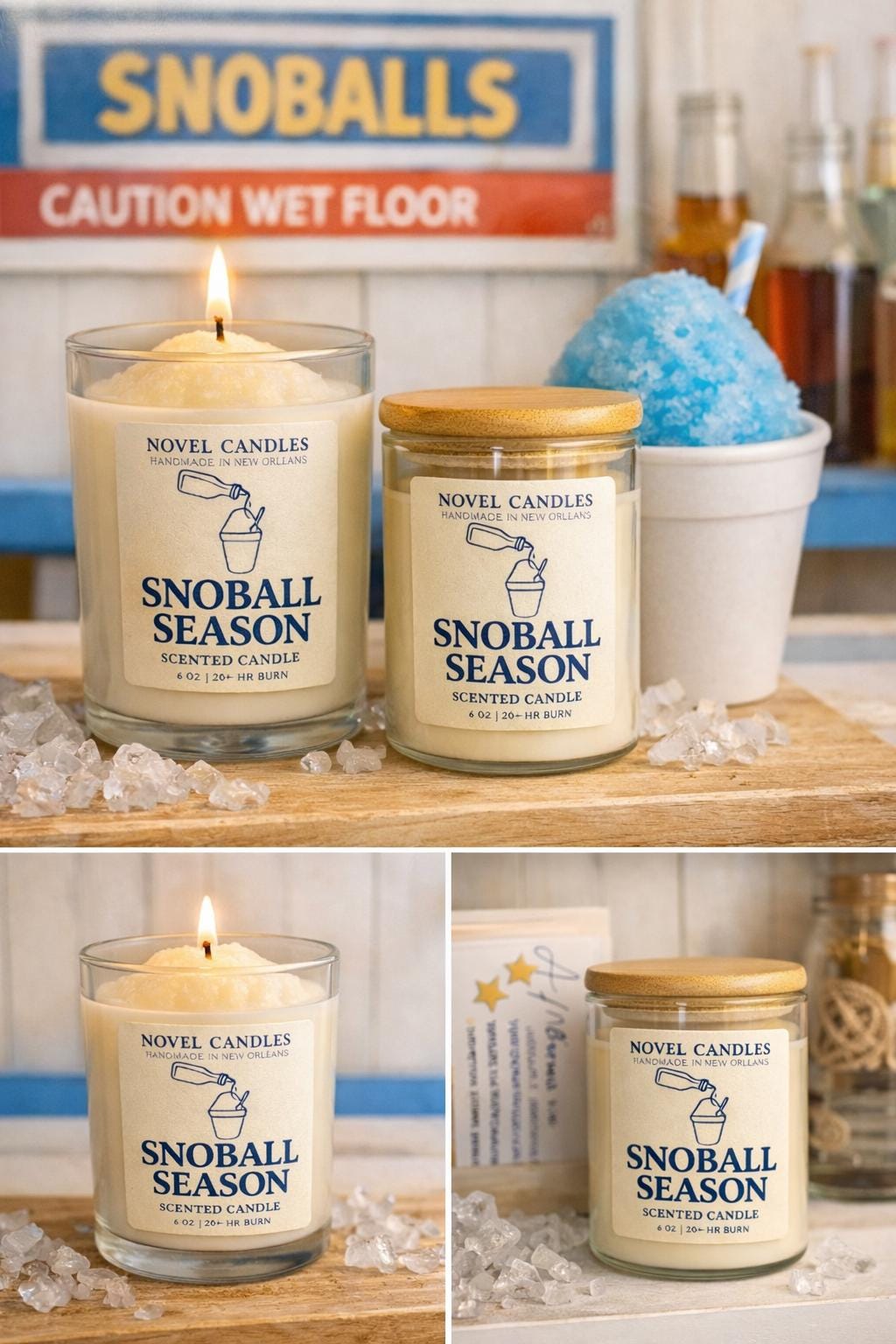 Sno-Ball Season Scented Candle — Vegan CocoSoy Wax, Recycled Glass Jar, New Orleans Summer Gift