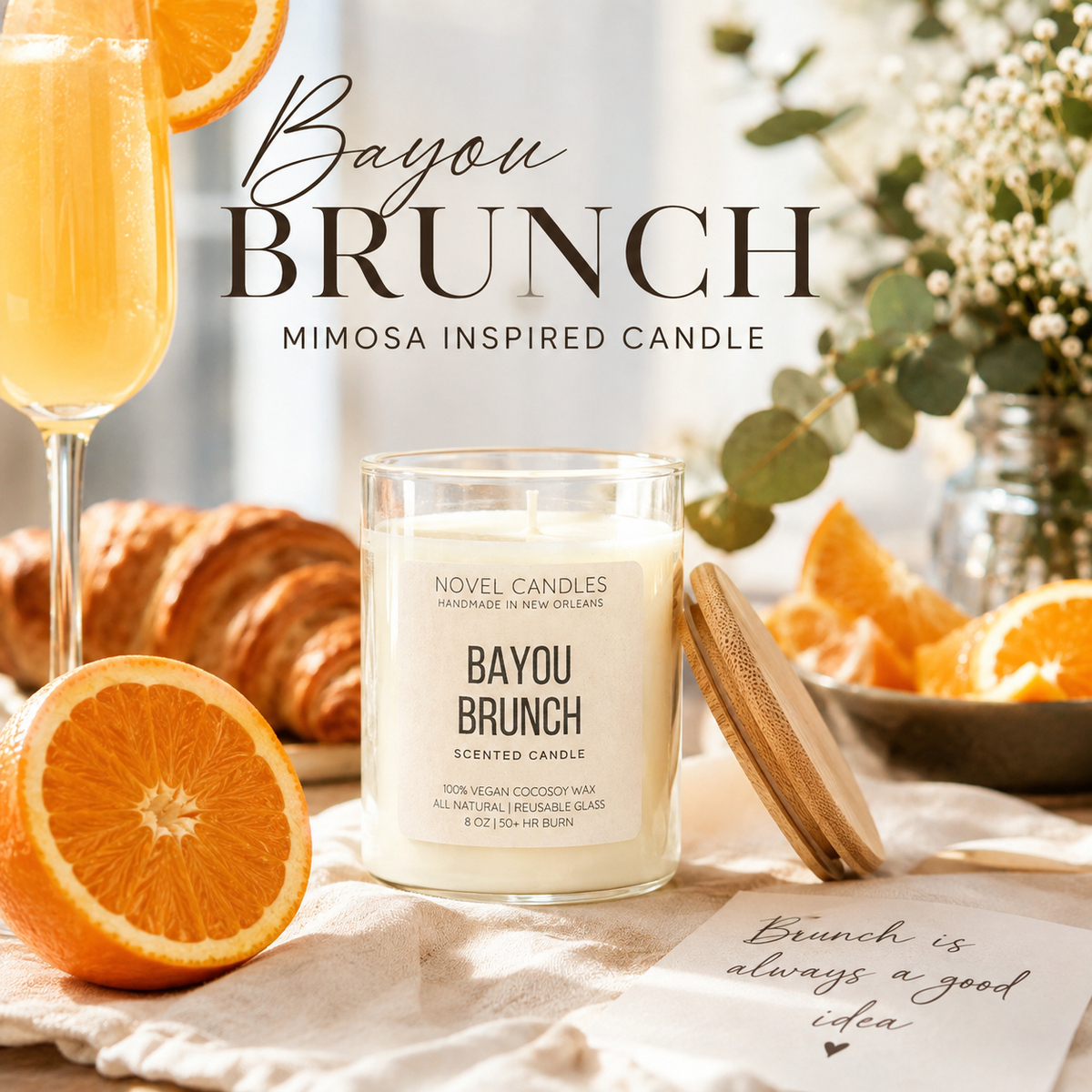 Bayou Brunch Candle | Mimosa & Citrus Scent | Brunch Lover Gift | Hostess Gift | Champagne Candle | Handmade in New Orleans