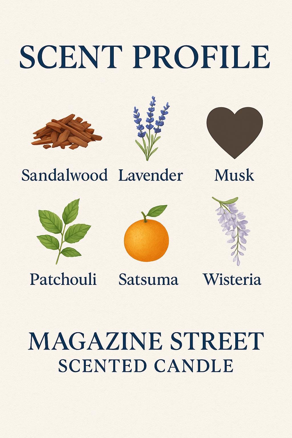Magazine Street Candle – Sandalwood, Lavender, Patchouli & Satsuma Scented | Vegan CocoSoy Candle | Handpoured in NOLA