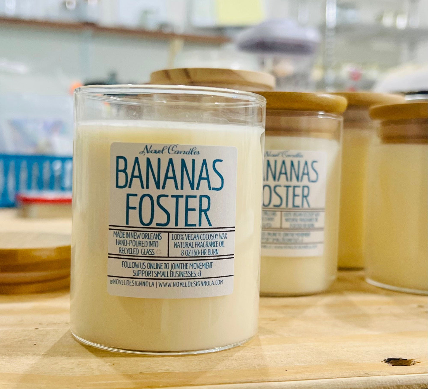 Bananas Foster Candle: New Orleans Dessert Scent, Vegan CocoSoy Wax