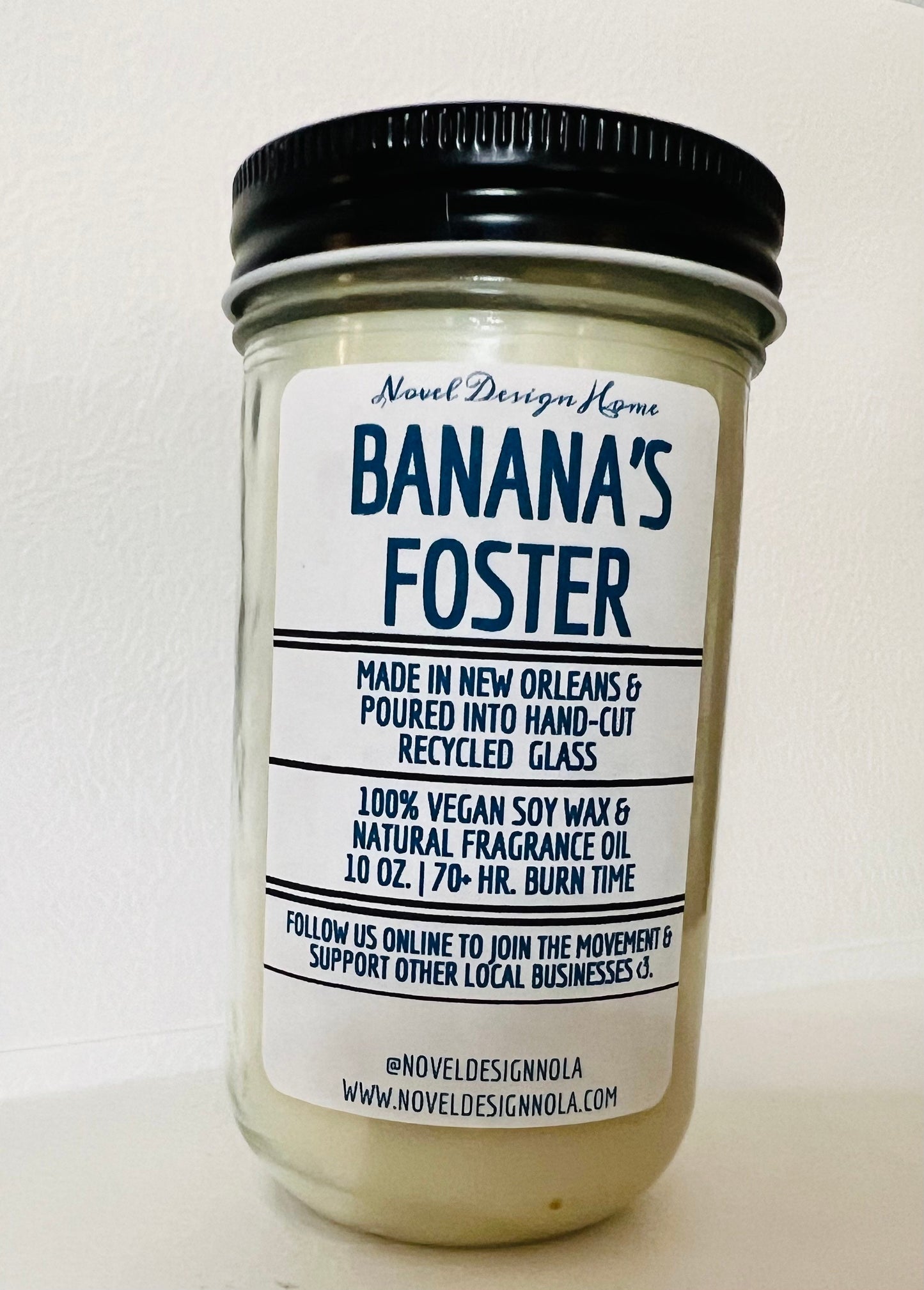 Bananas Foster Candle: New Orleans Dessert Scent, Vegan CocoSoy Wax