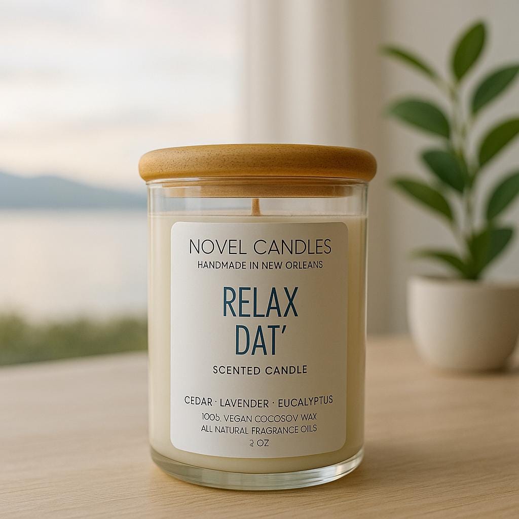 Relax Dat' Scented Candle – Cedar, Lavender, Eucalyptus, Vegan CocoSoy Wax