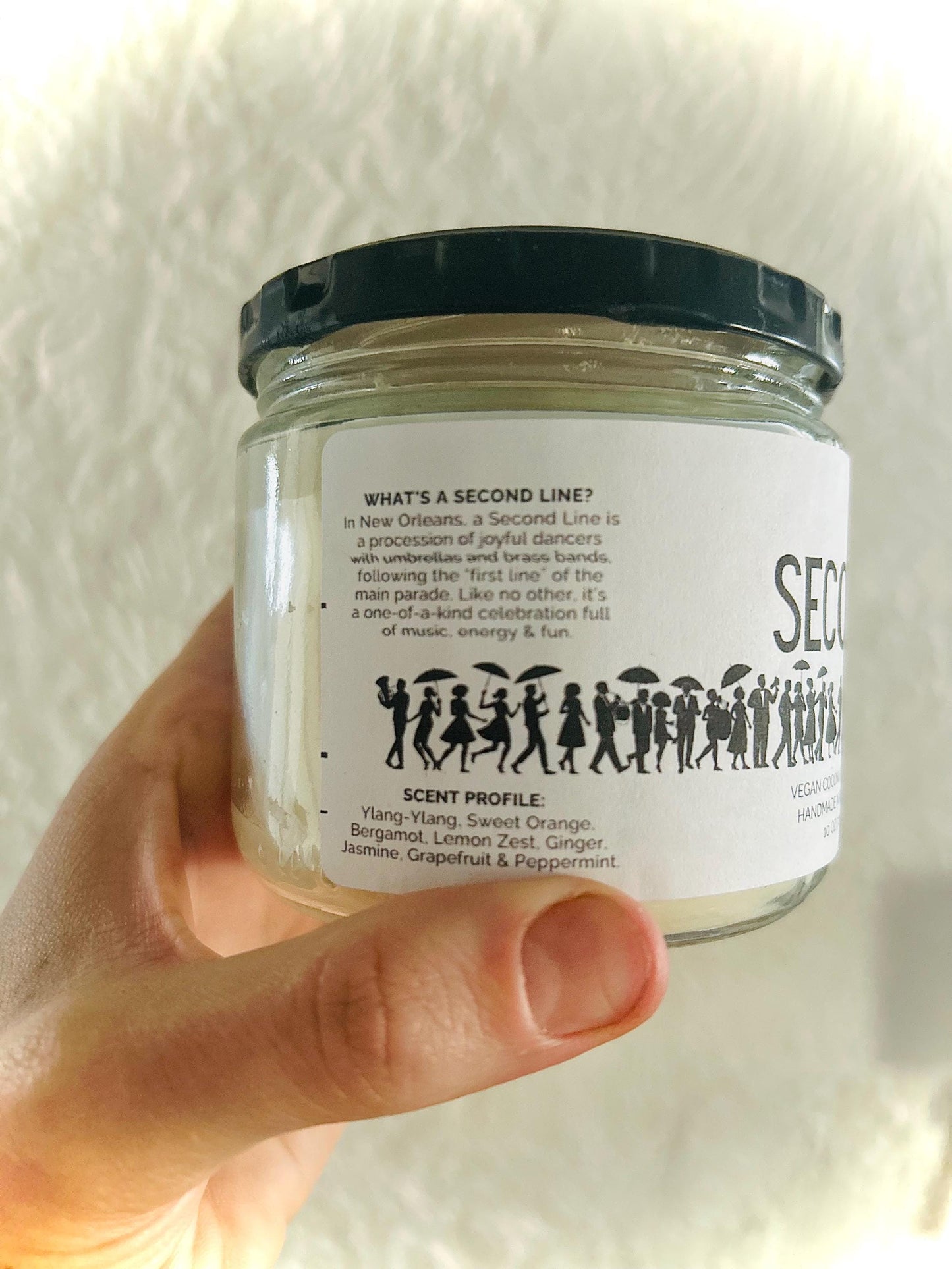 SECOND LINE — New Orleans Gift Candle | Citrus Jasmine Grapefruit Scented | NOLA Gift | Louisiana Wedding Favor | Mardi Gras Decor