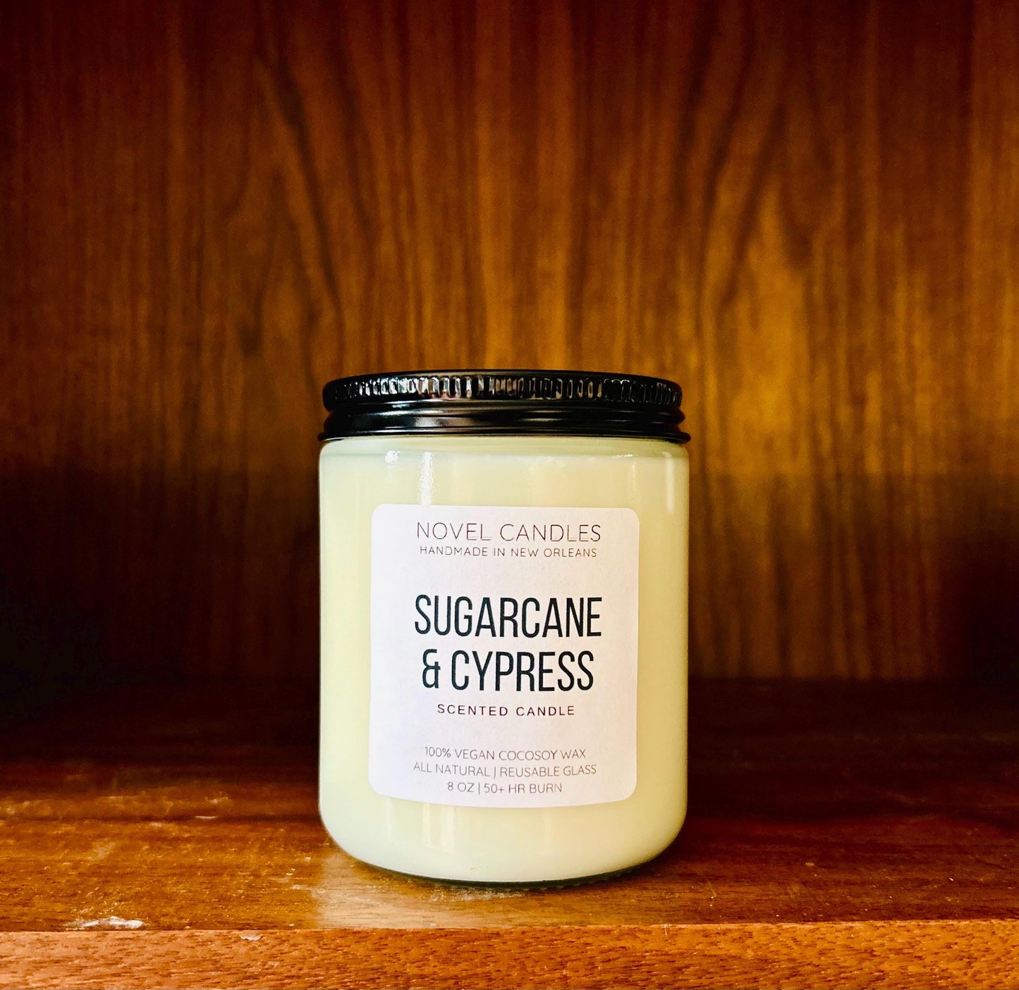 Sugarcane & Cypress Scented Candle — Louisiana Swamp & Bayou Inspired Candle, Handmade in New Orleans, NOLA Themed Gift in Reusable Jar