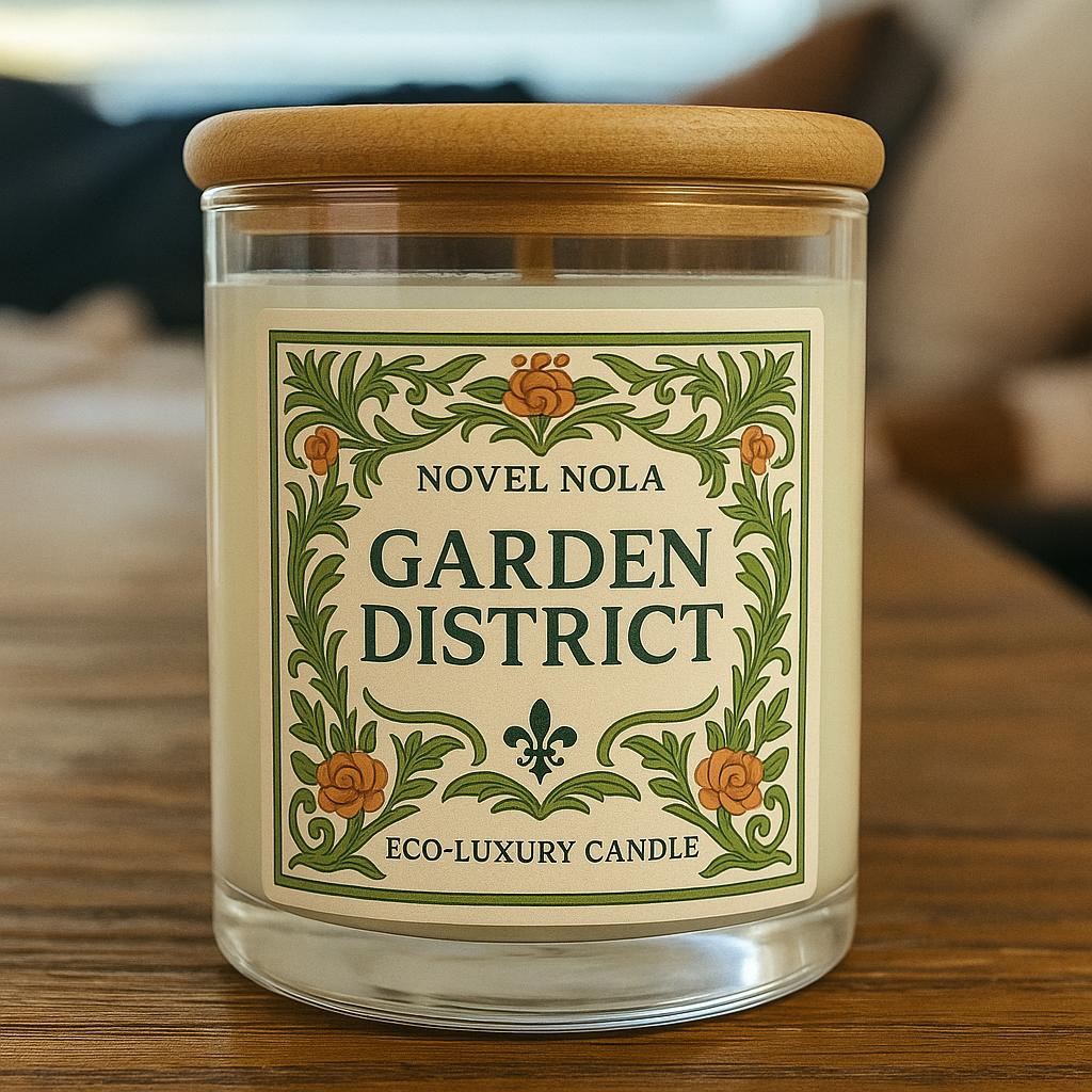 Garden District — Rose & Jasmine Scented Candle Eucalyptus, Vegan CocoSoy-Beeswax, New Orleans Home Decor