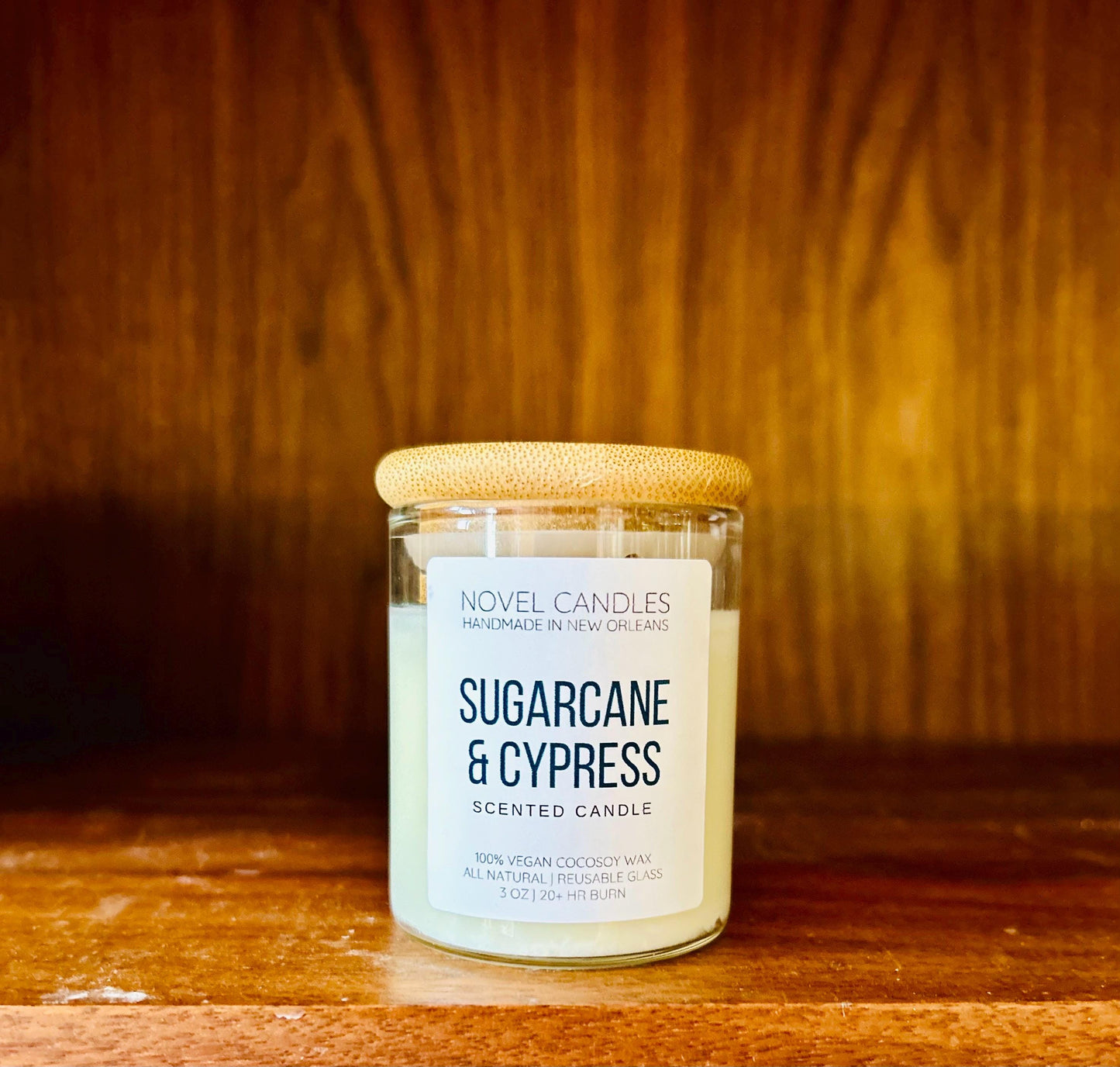Sugarcane & Cypress Scented Candle — Louisiana Swamp & Bayou Inspired Candle, Handmade in New Orleans, NOLA Themed Gift in Reusable Jar