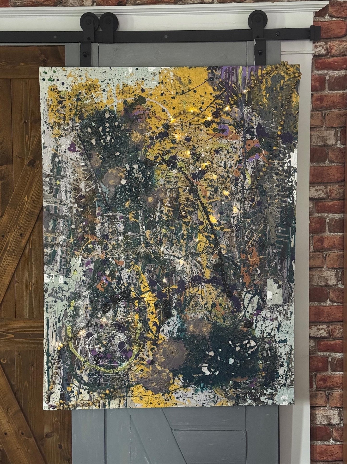 New Orleans Themed Painting, Mardi Gras LED Wall Art — Made from Crushed Glass & Recycled Materials, Ready to Hang 3D Art