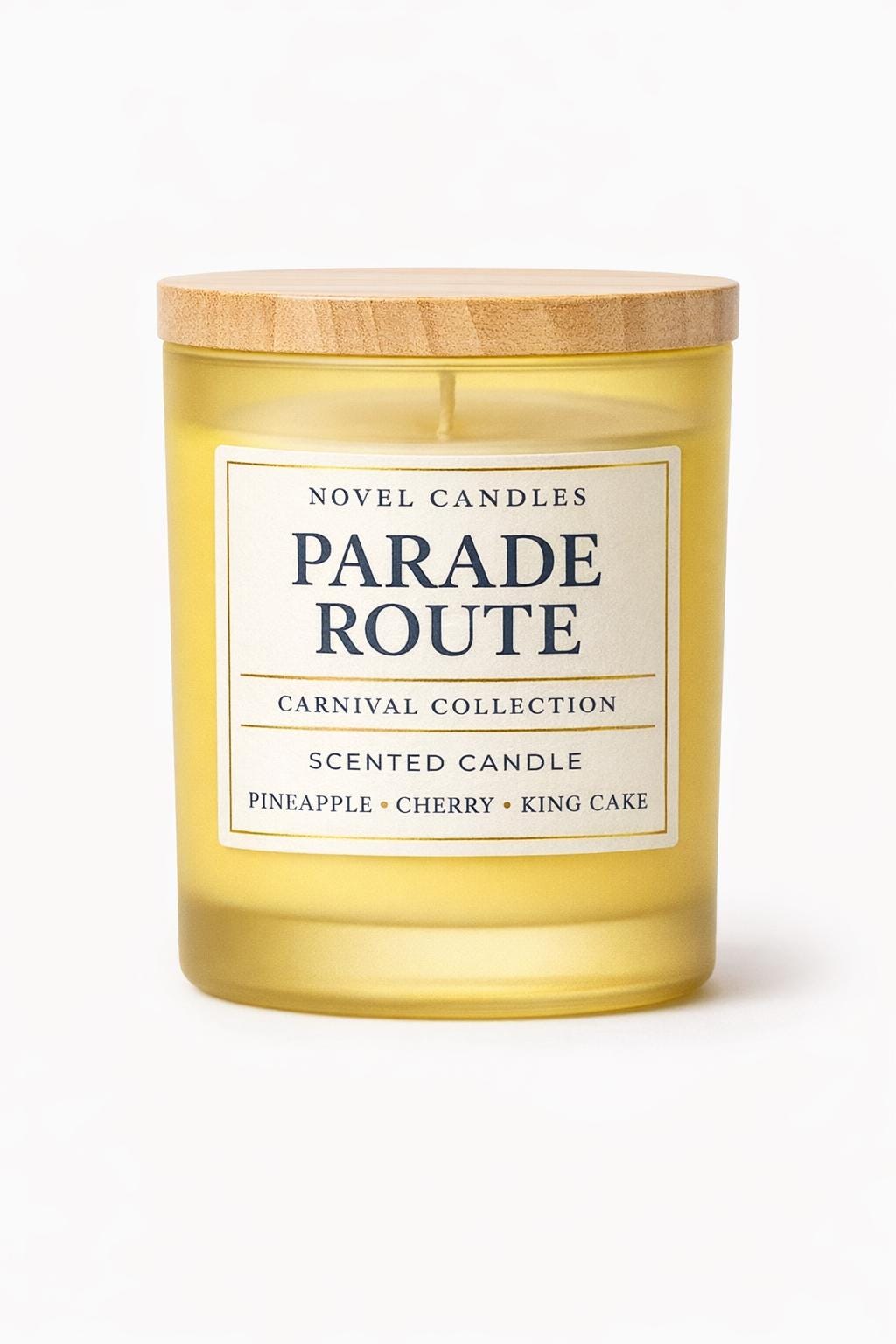 Parade Route Scented Candle — Mardi Gras Themed Gift with Wood Lid, Pineapple, Cherry, Coconut Scent, Made in New Orleans