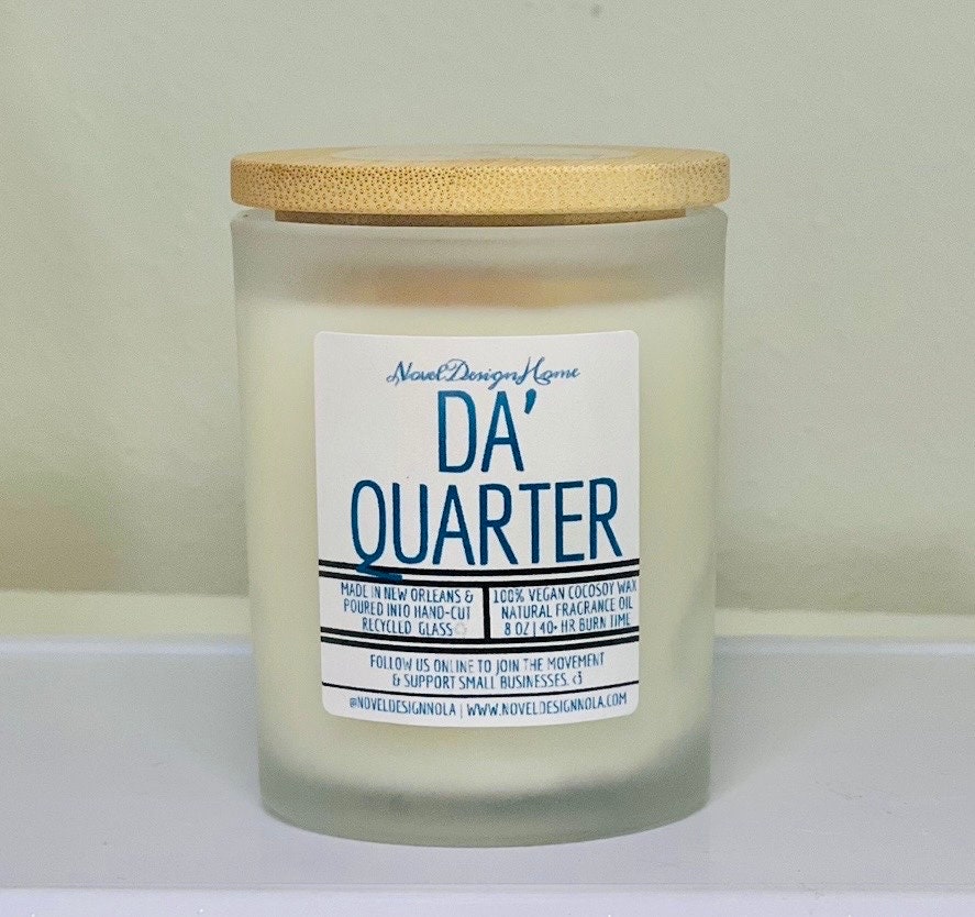 Da Quarter Scented Candle: Fruity Floral Musk, New Orleans Recycled Glass Jar