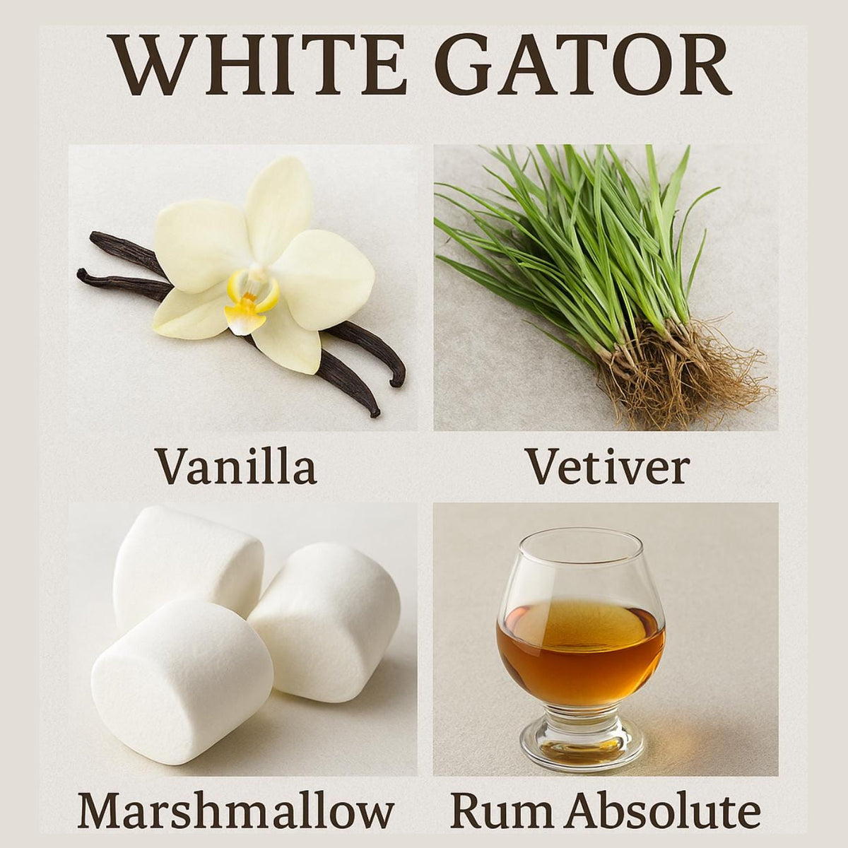 White Gator Candle — Gourmand Vanilla Marshmallow Scent, Handmade in New Orleans Louisiana, Recycled Glass