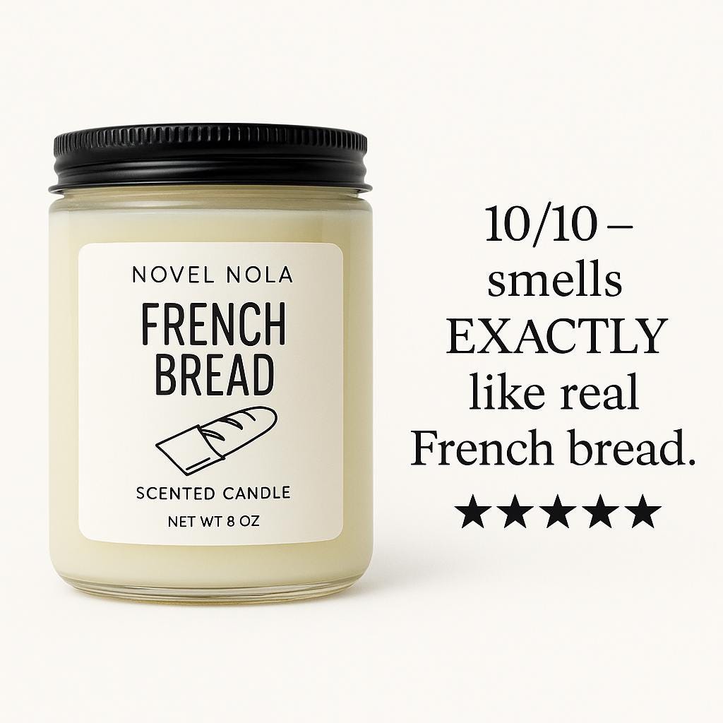 French Bread Scented Candle — New Orleans Po-Boy Inspired, Fresh Baked Bread Scent, Handmade in NOLA