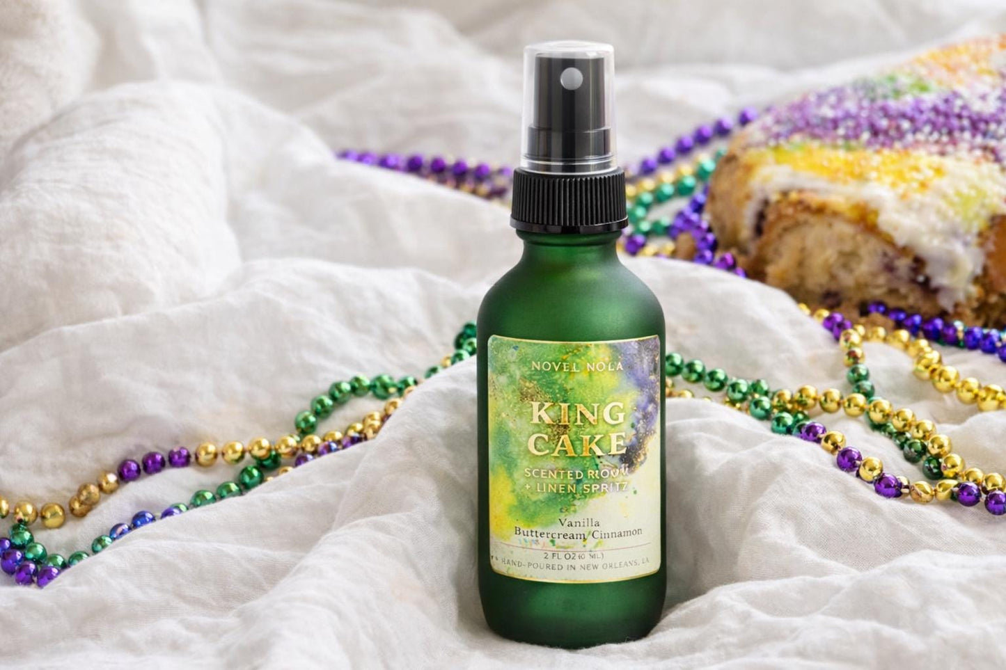King Cake Scented Room & Car Spray — All Natural Fragrance, Mardi Gras Gift, New Orleans Themed Scent, Made in NOLA