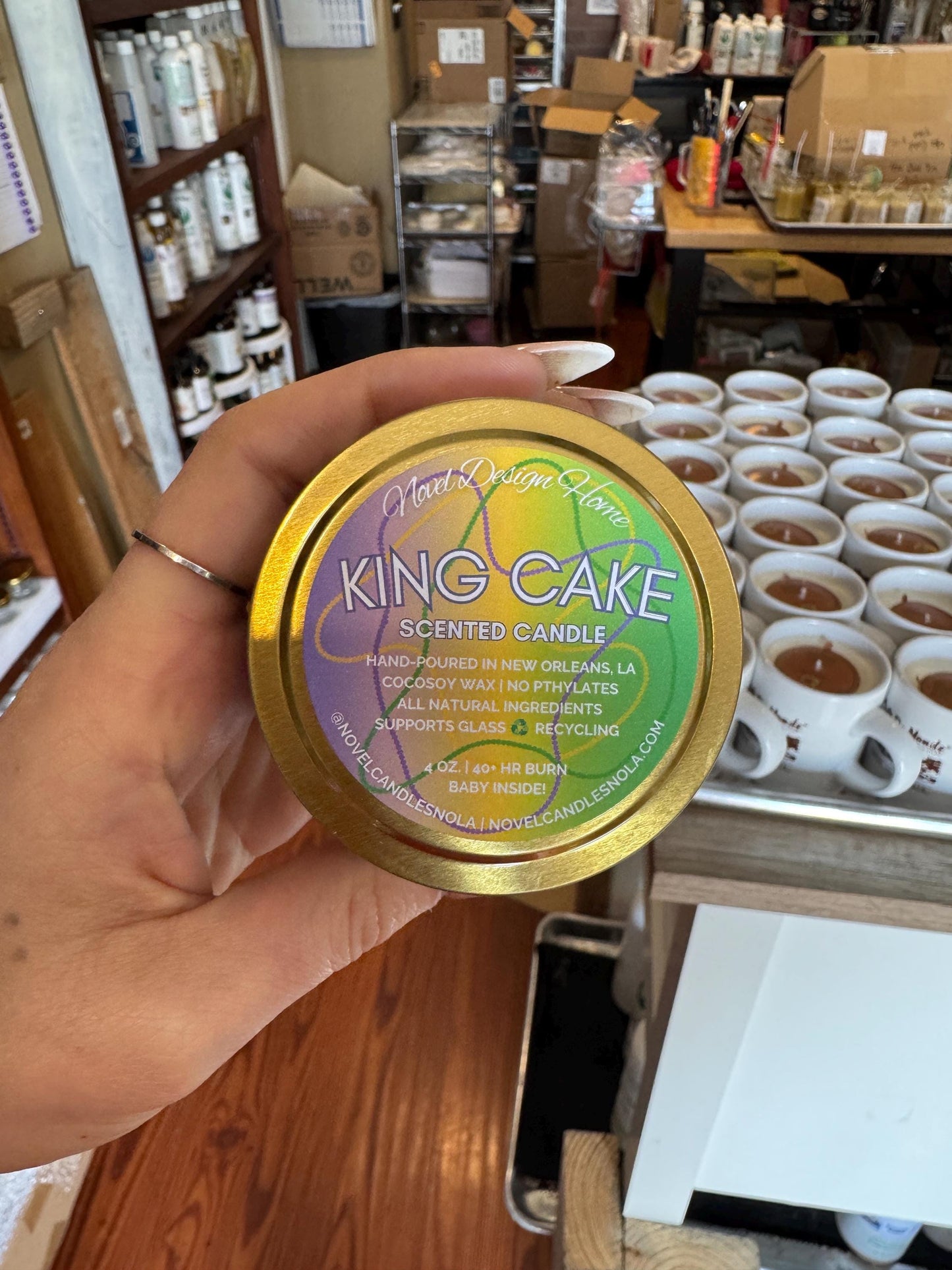 King Cake Scented Candle with Baby | Mardi Gras Decor, NOLA Gift