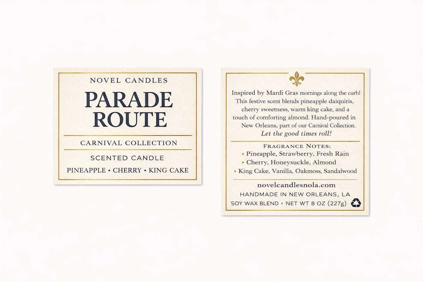 Parade Route Scented Candle — Mardi Gras Themed Gift with Wood Lid, Pineapple, Cherry, Coconut Scent, Made in New Orleans
