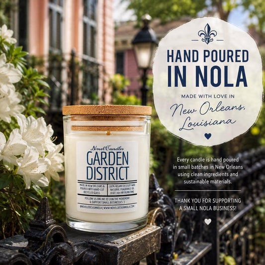 Garden District — Rose & Jasmine Scented Candle Eucalyptus, Vegan CocoSoy-Beeswax, New Orleans Home Decor