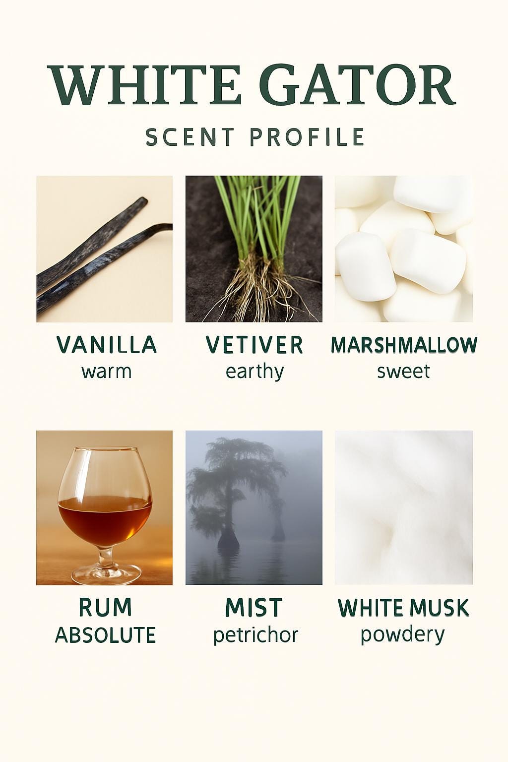 White Gator Candle — Gourmand Vanilla Marshmallow Scent, Handmade in New Orleans Louisiana, Recycled Glass