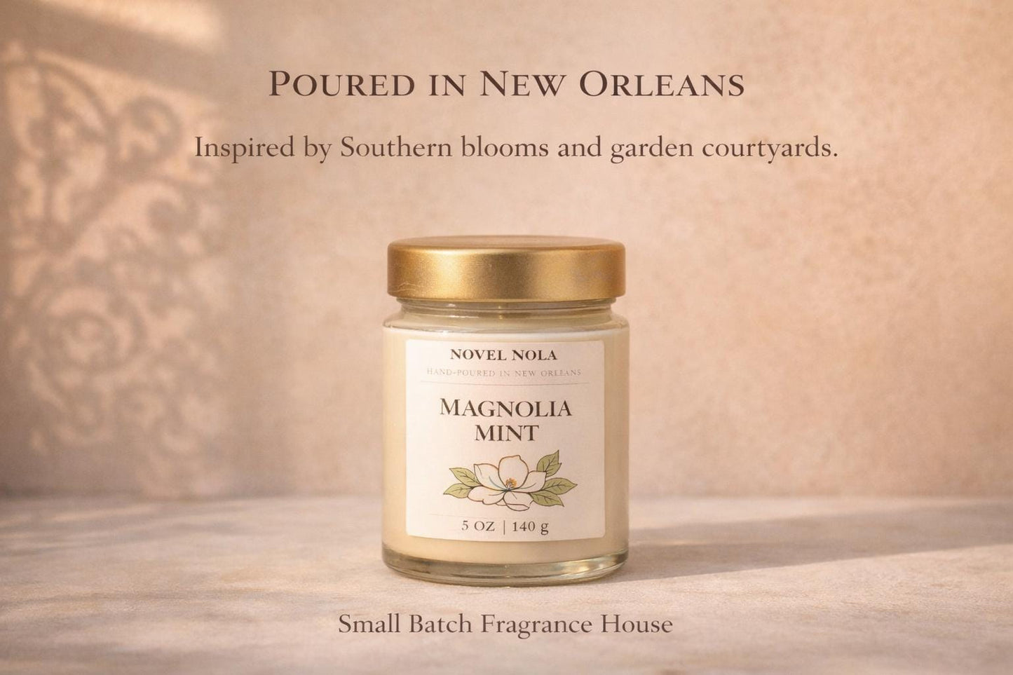 Magnolia Mint Scented Candle: Vegan CocoSoy Wax, Recycled Glass Jar