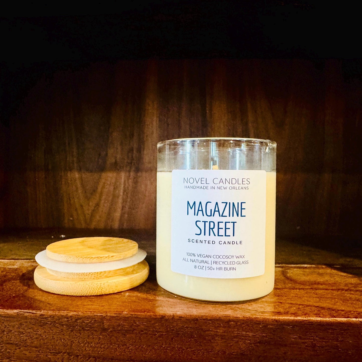 Magazine Street Candle – Sandalwood, Lavender, Patchouli & Satsuma Scented | Vegan CocoSoy Candle | Handpoured in NOLA