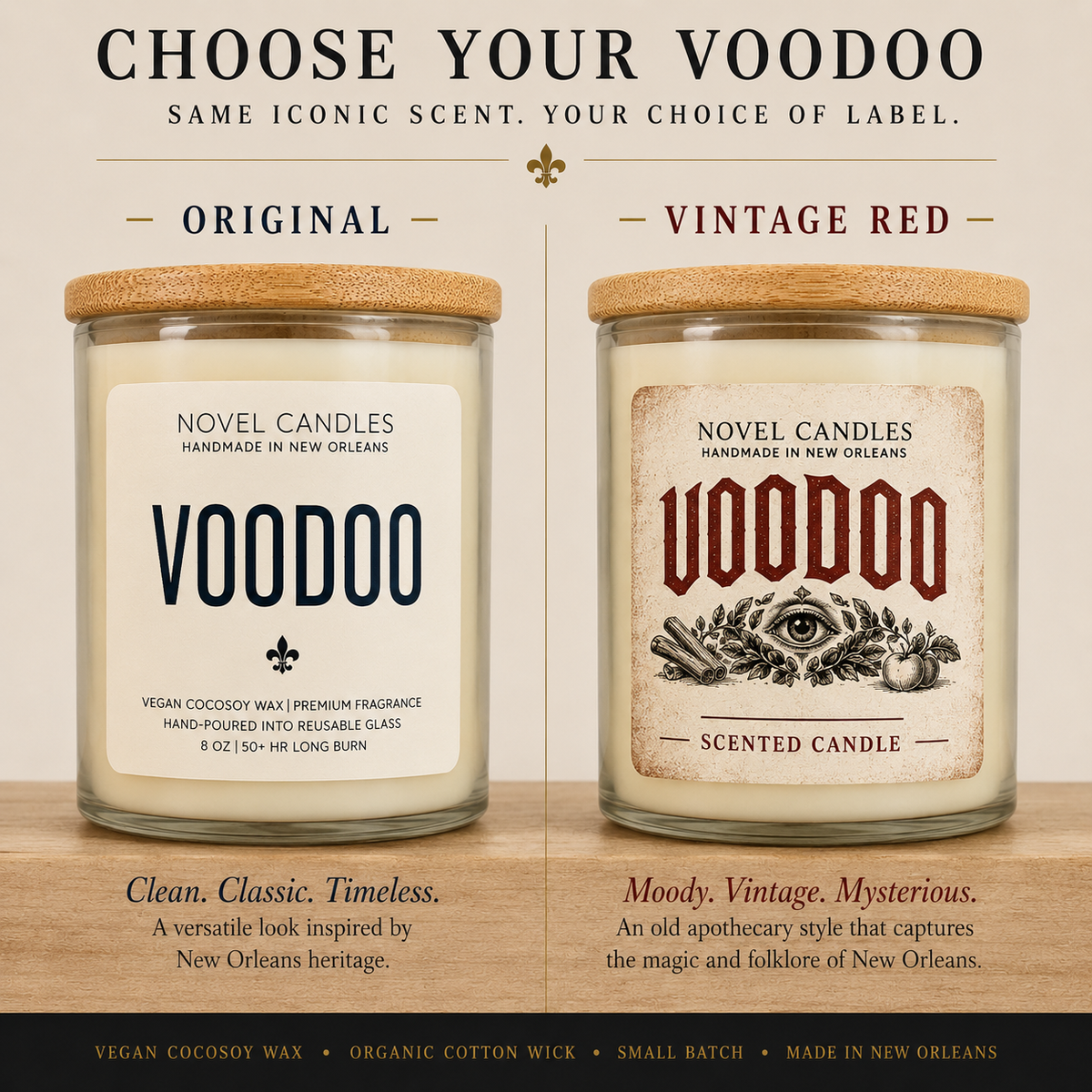 VOODOO Candle: Apple Cinnamon Palo Santo Sage Scented, Color-Changing Wax, Made in New Orleans Themed Halloween Fall Witchy Candle