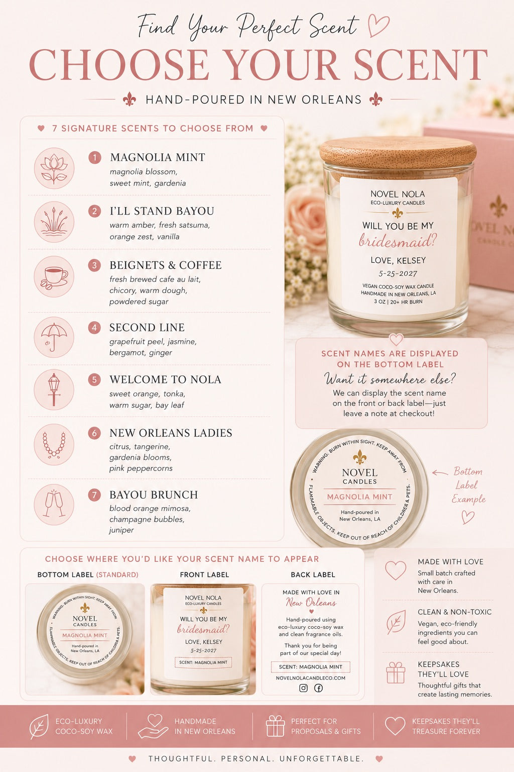 Personalized Bridesmaid Proposal Candle | Custom Maid of Honor Gift | Bridal Party Candle | Wedding Proposal Box Gift | Handmade in New Orleans