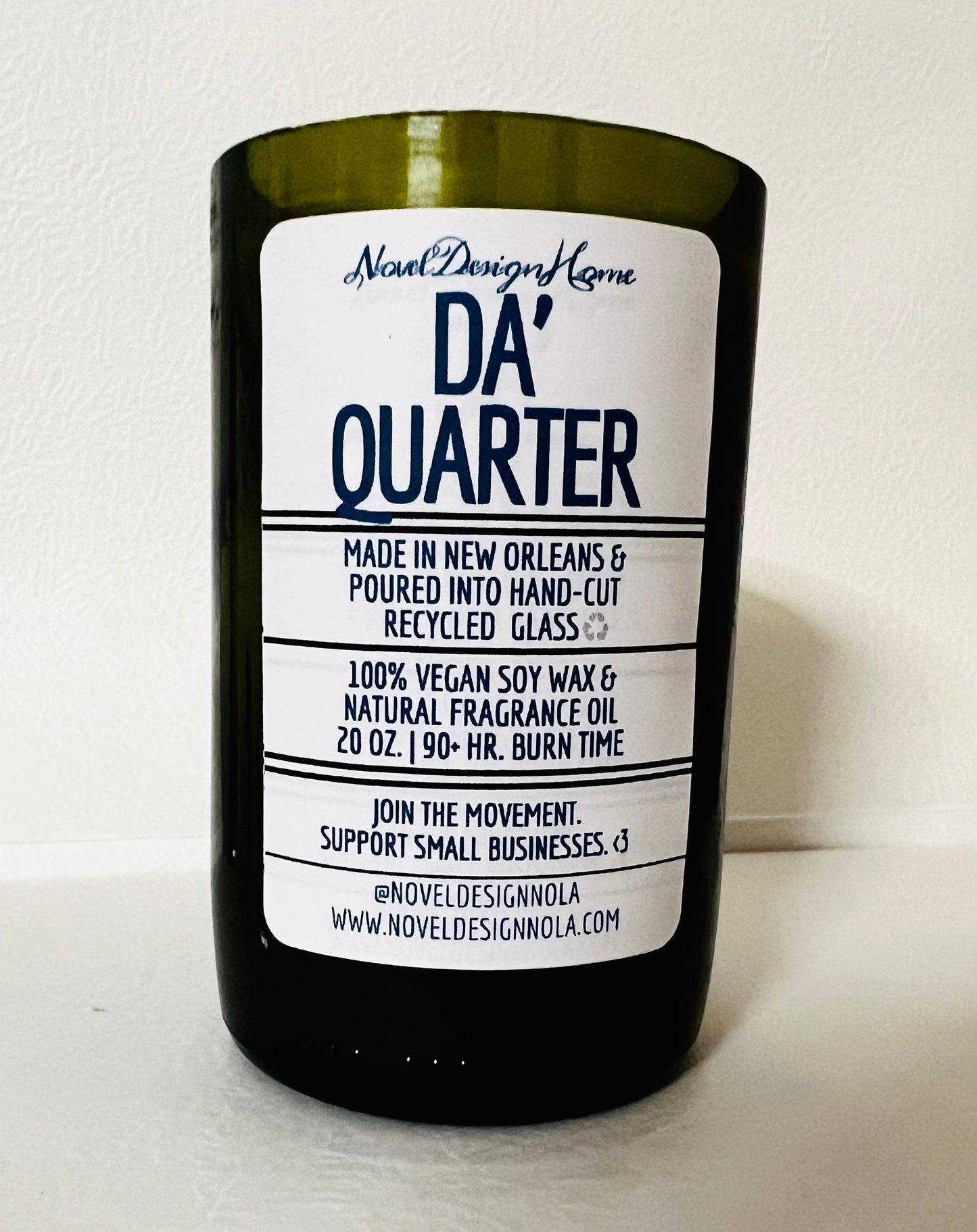 Da Quarter Scented Candle: Fruity Floral Musk, New Orleans Recycled Glass Jar